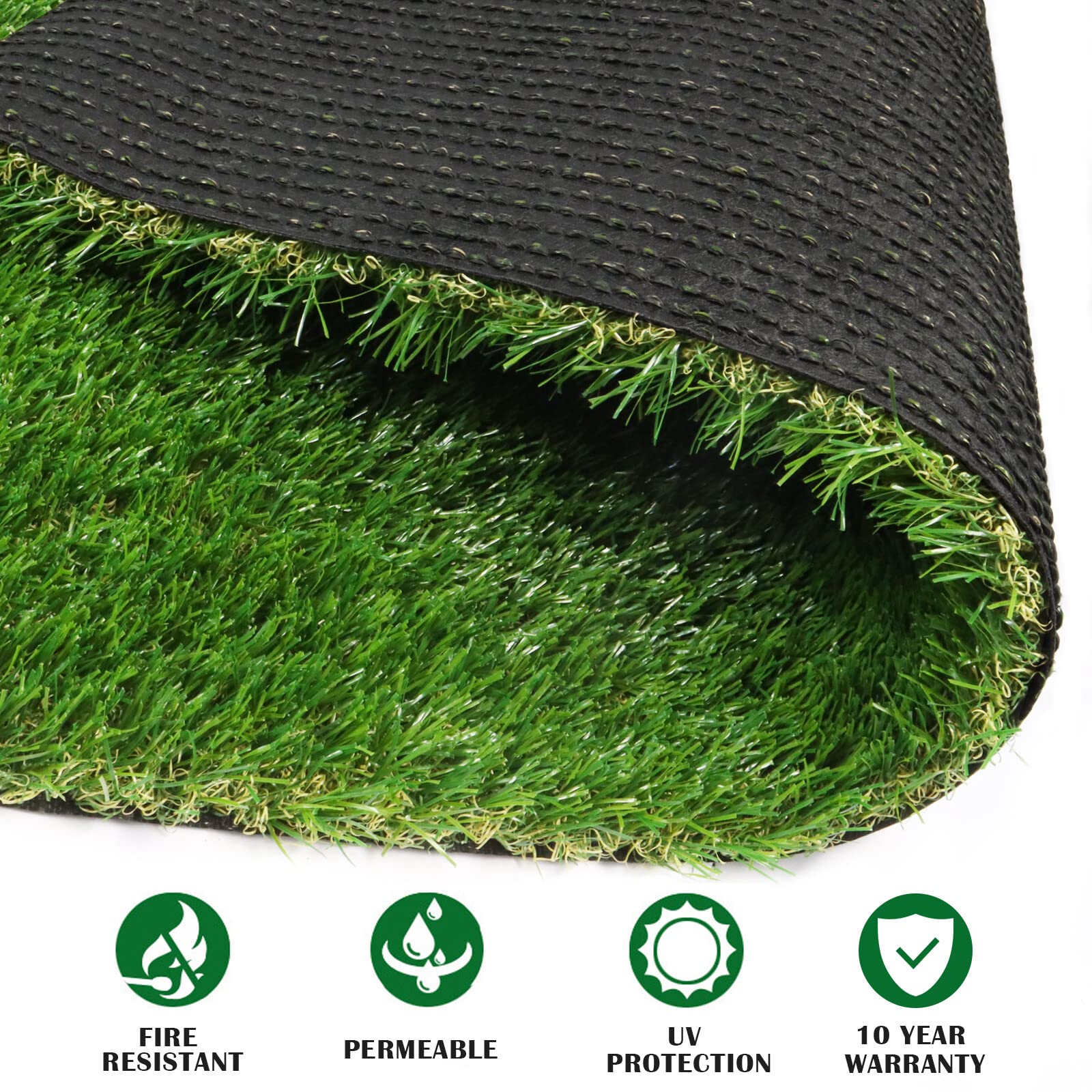 Zgr Artificial Garden Grass 6 Ft X 10 Ft Premium Lawn Turf, Realistic Fake Grass, Synthetic Turf, Thick Pet Turf, Fake Faux Grass Rug With Drainage Holes Indoor/Outdoor Landscape Customized Available