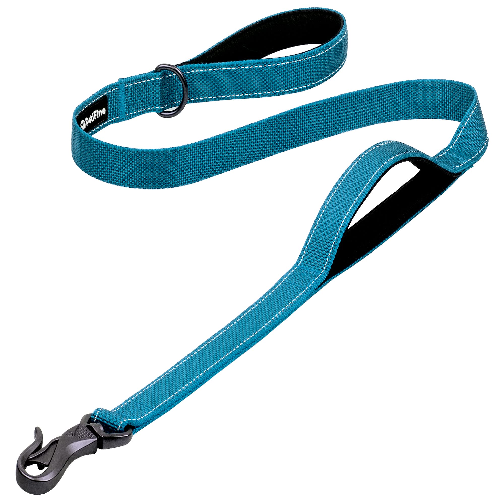 Petifine 4Ft Heavy Duty Dog Leash With Soft Padded Double Handle, Durable Strong Clasp Dog Leashes, Reflective Nylon Walking Lea