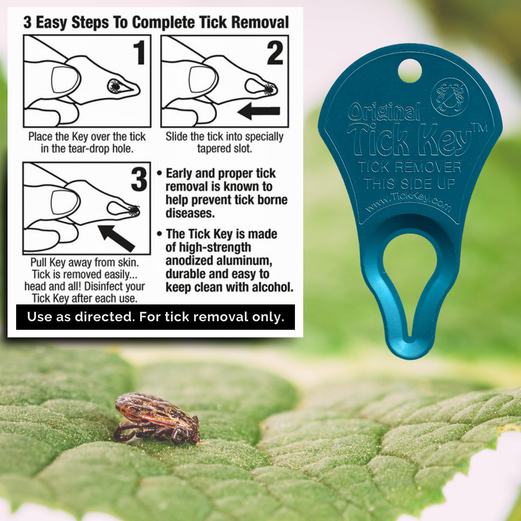 The Original Tick Key - Tick Detaching Device - Portable, Safe And Highly Effective Tick Detaching Tool (Blue)