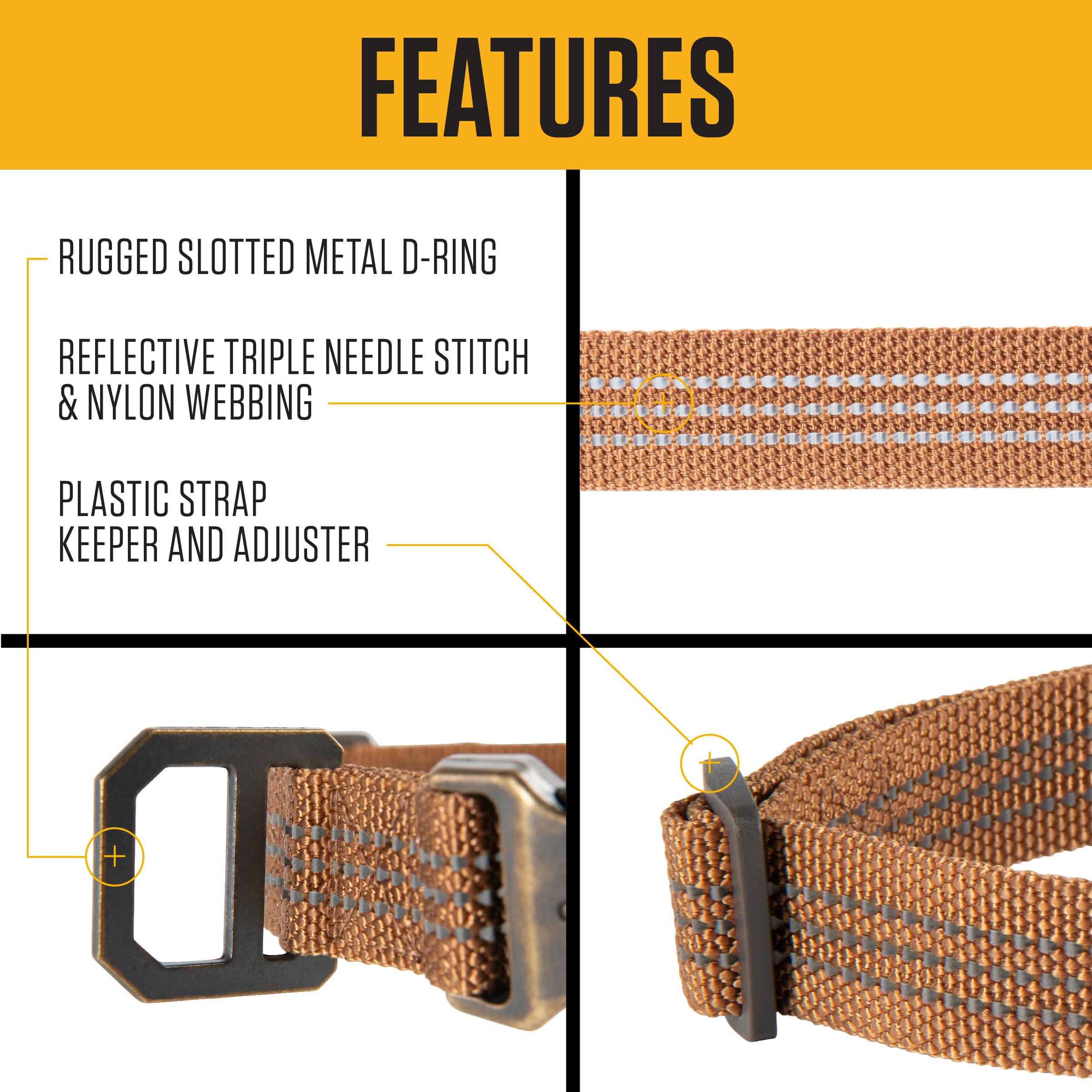 Carhartt Fully Adjustable Nylon Webbing Collars for Dogs, Reflective Stitching for Visibility, Shaded Spruce (Nylon Webbing), Me