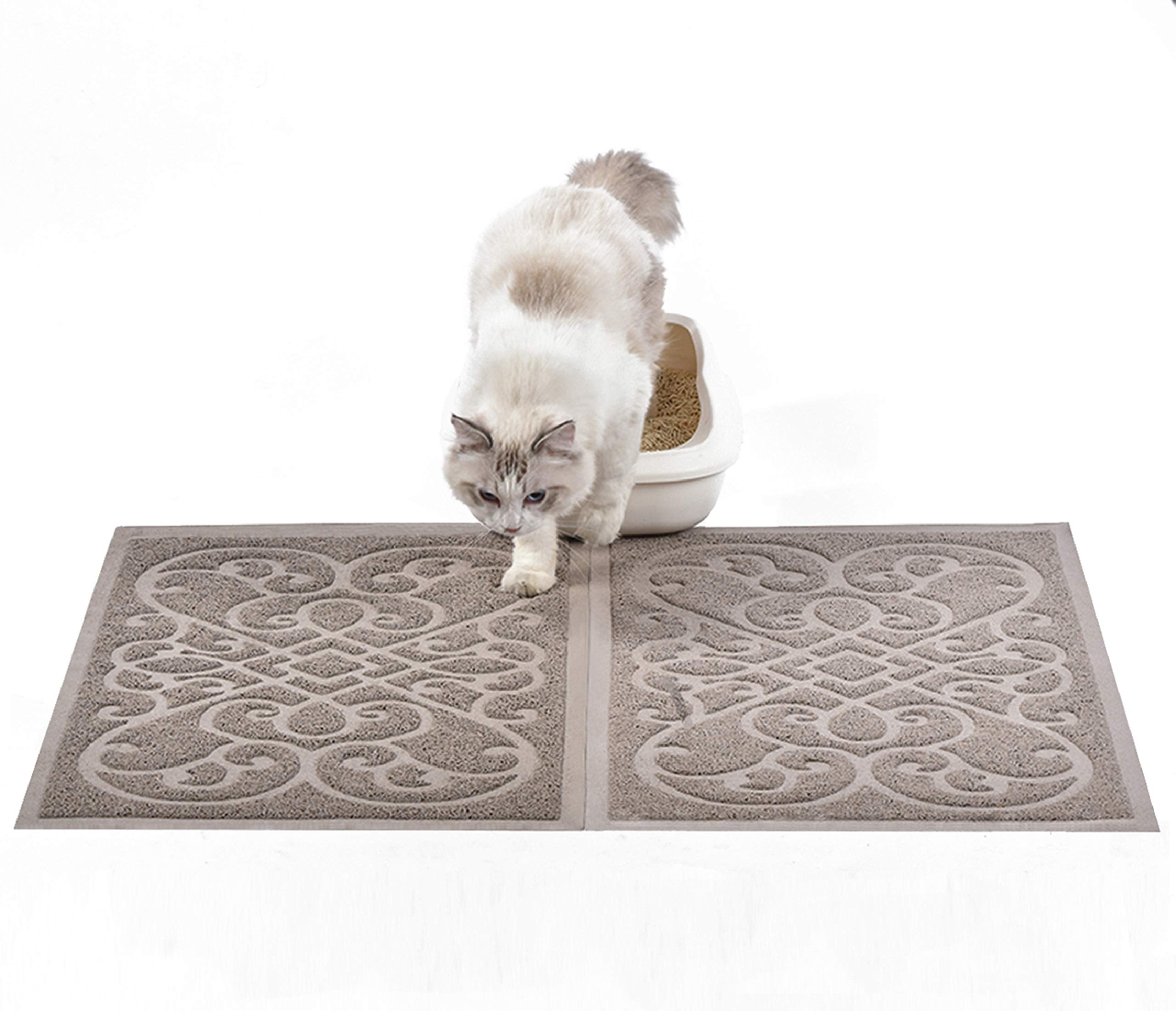 PetLike 2pk Cat Litter Mat, Thick Litter Trapping Mat, Durable Litter Box Mat Waterproof, Indoor Mat Washable Mats with Non-Slip