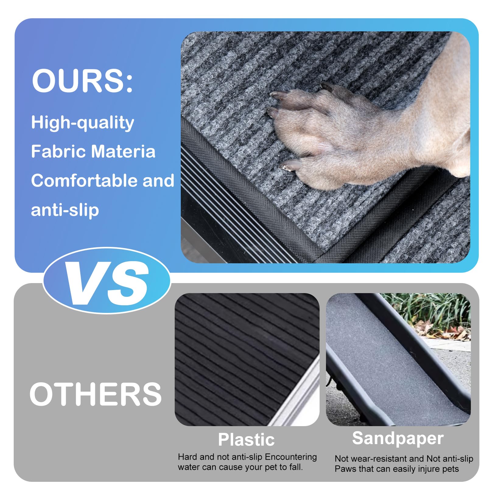 Uross Dog Ramp For Car 71'' Long- Collapsible Pet Ramps For Large Dogs Suv Truck Folding Outdoor Dog Ramp For Porch Steps