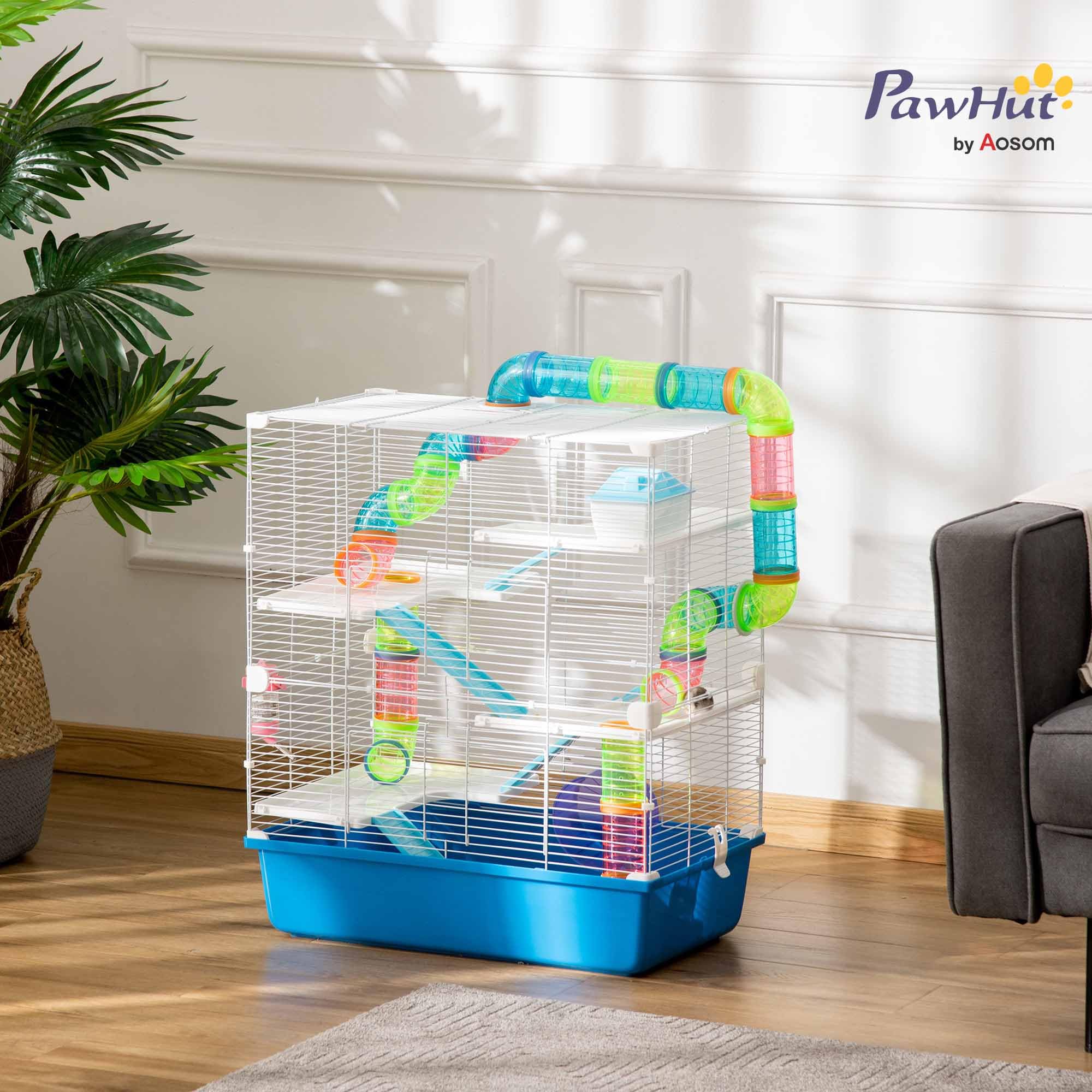 PawHut Extra Large 23 Hamster Cage with Tubes and Tunnels, Portable Carry Handles, Rat House and Habitats Big 5-Tier Design, Mou