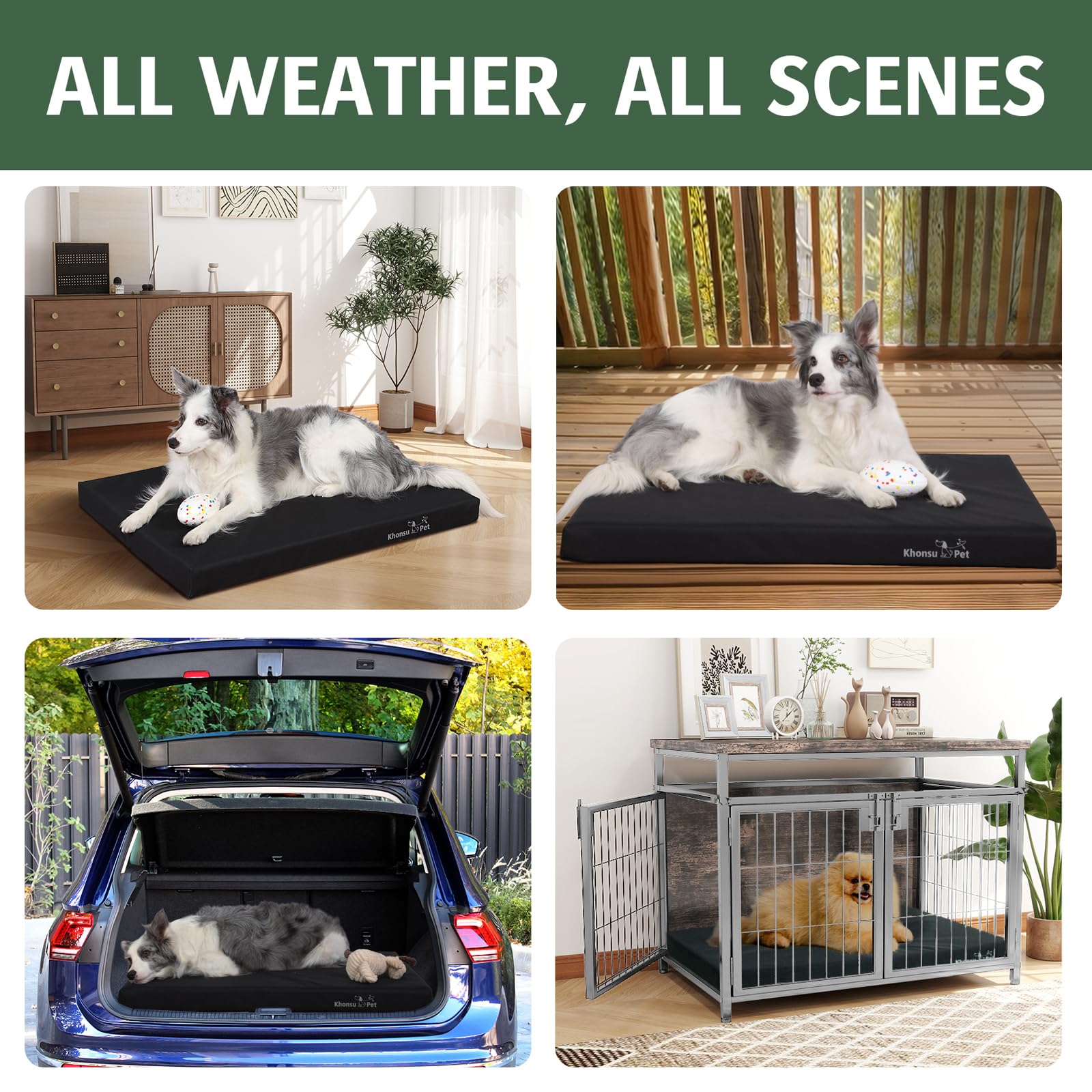 Khonsu Pet Waterproof Tear Proof Dog Bed - Durable Ripstop Oxford For Outdoor/Indoor Use, 800Lbs Tear Strength (35Lb Size M)