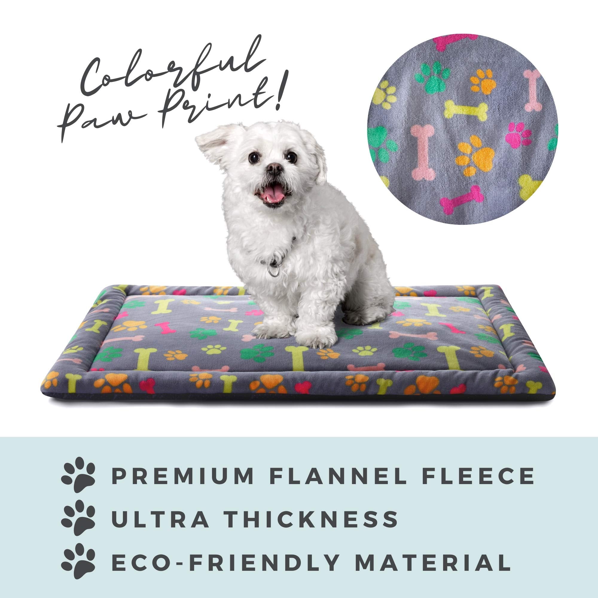 Allisandro Extra Softness 40 X 30 Inches Pet Sleeping Mat For Small Medium Large Dogs Puppies, Non Slip Dog Bed Mat, Vivid Bone