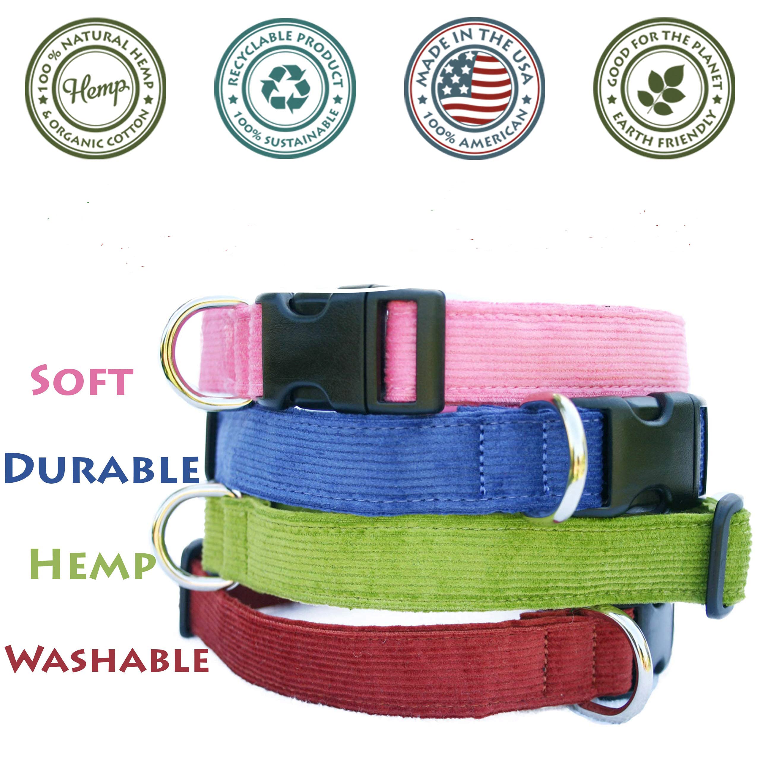 Hemp Corduroy Dog Collar - No Pattern (1' Large, Plum)
