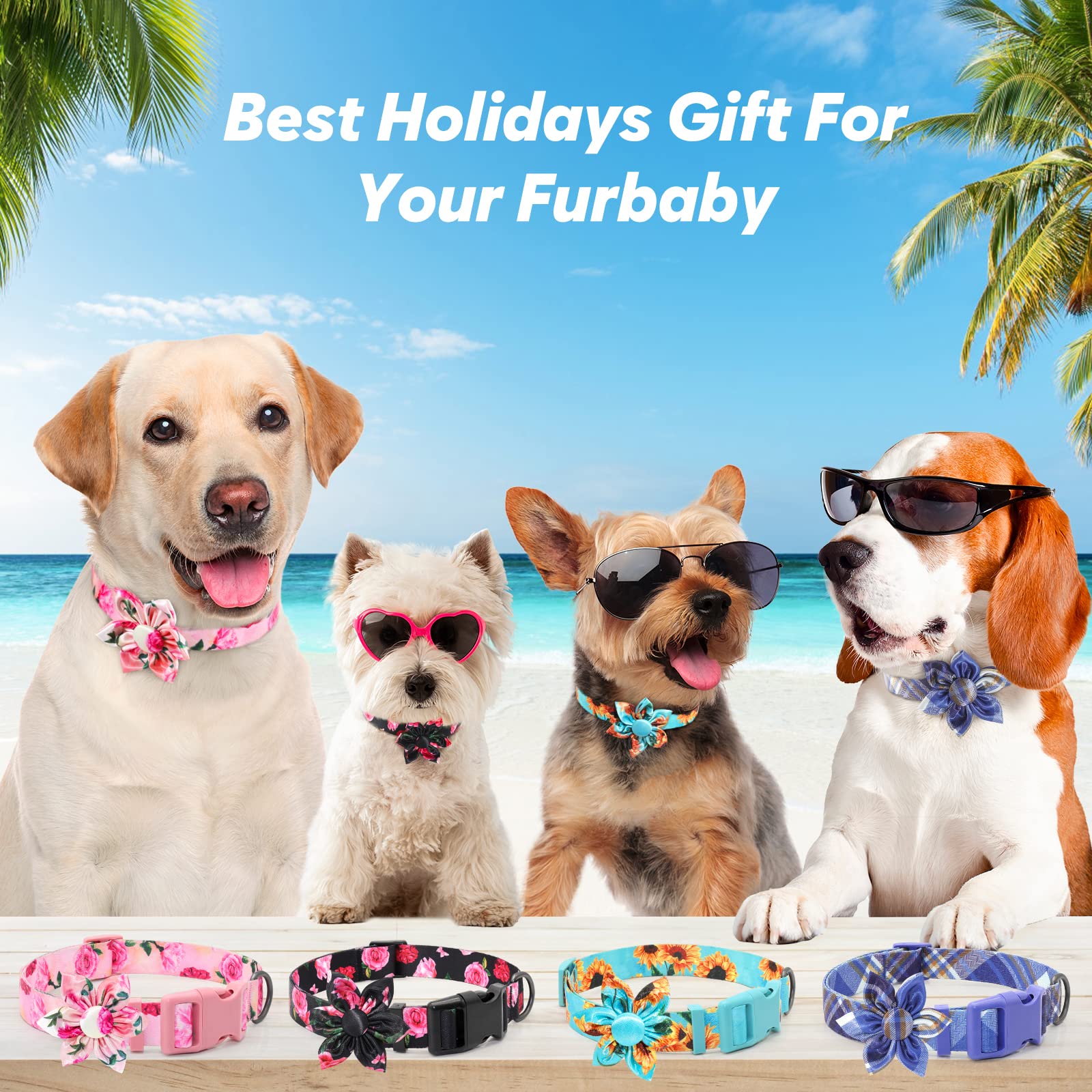 Dqghqme Dog Collar Floral Girl Pink Dog Collar With Rose Flower Bow Tie Dog Collar For Cute Female Cats Dogs Spring Summer Season Dog Collar For Small Medium Large Dogs For Your Furbaby