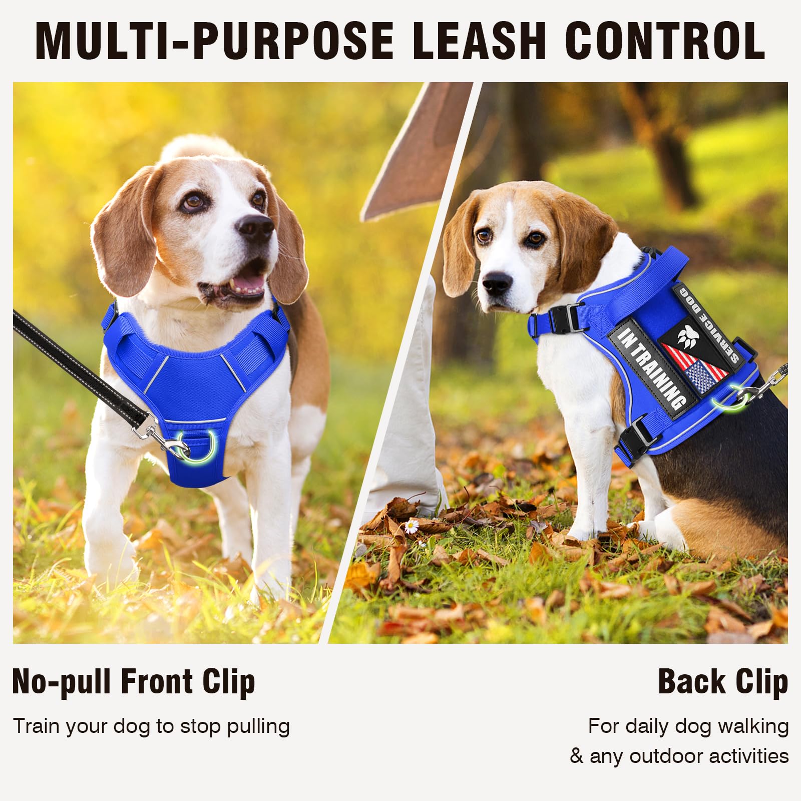 Winsee Service Dog In Training Harness With 5 Pcs Patches, Reflective Tactical Dog Vest Harness, Adjustable Soft Oxford Pet Harn