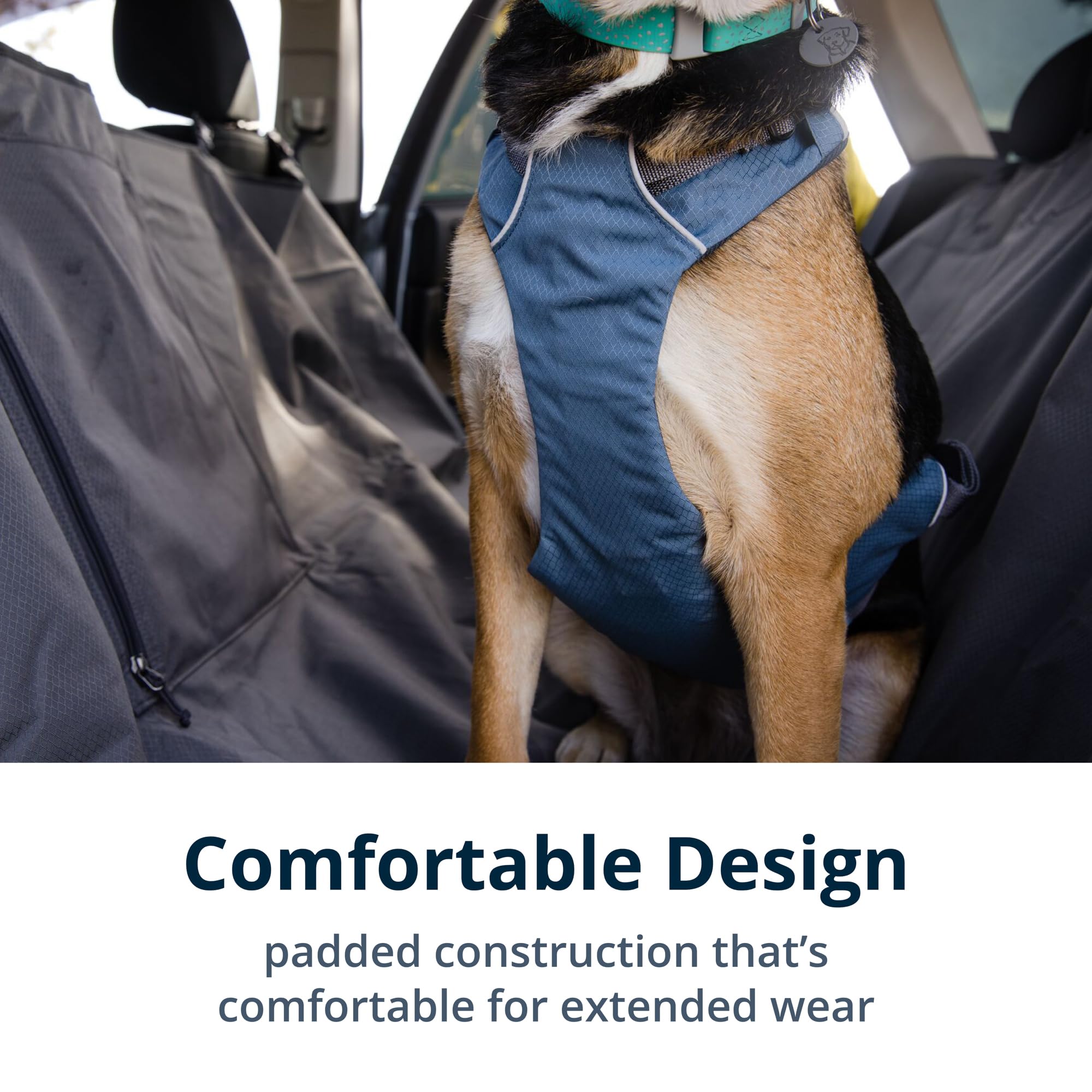 Ruffwear, Load Up Dog Harness, Strength-Rated Car Safety Harness With Universal Seat Belt Attachment, Slate Blue, Large/X-Large