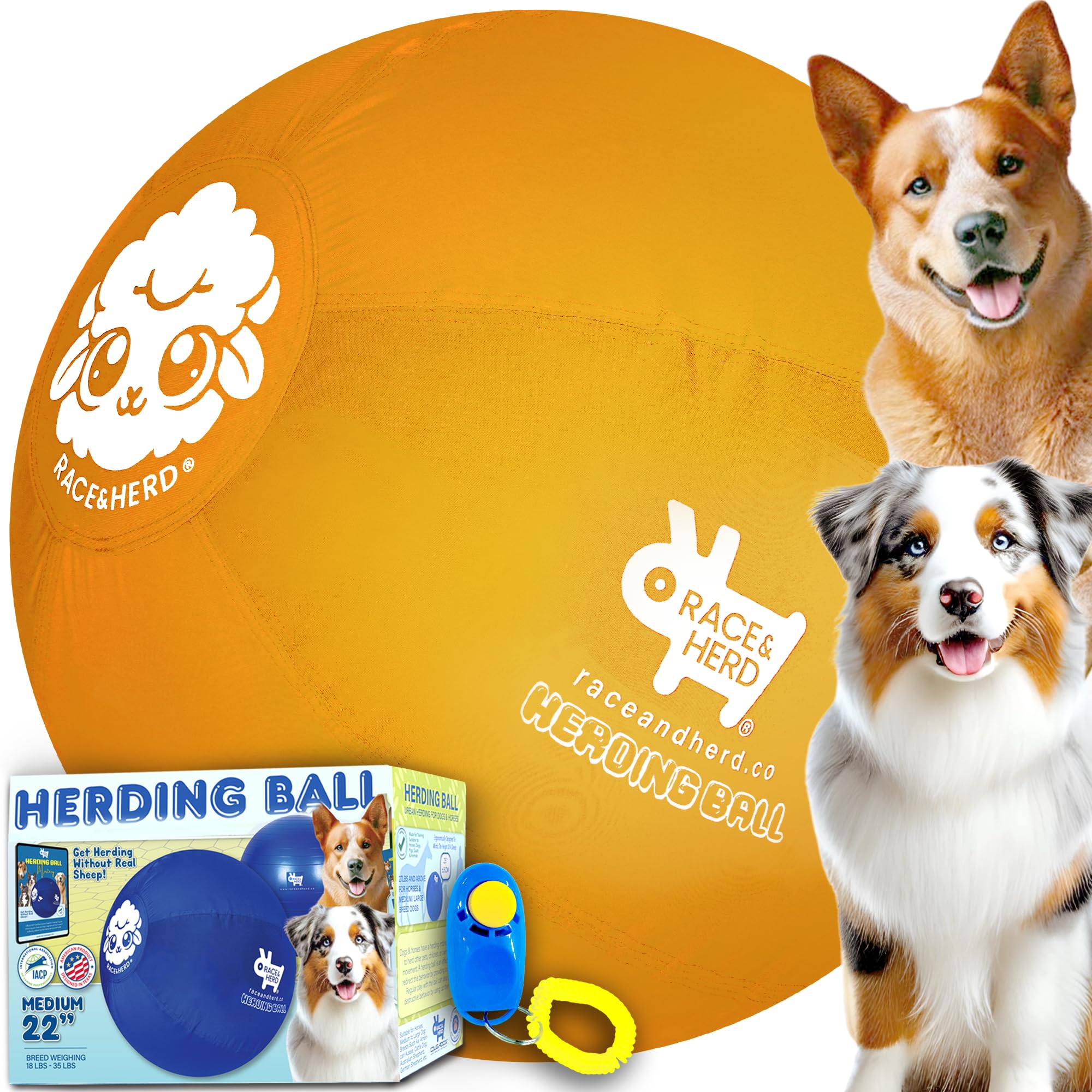 Race&Herd 22 Original XXL Herding Ball for Dogs - Giant Herding Dog Ball Australian Shepherds, Herding Toys, Dog Training Toy fo