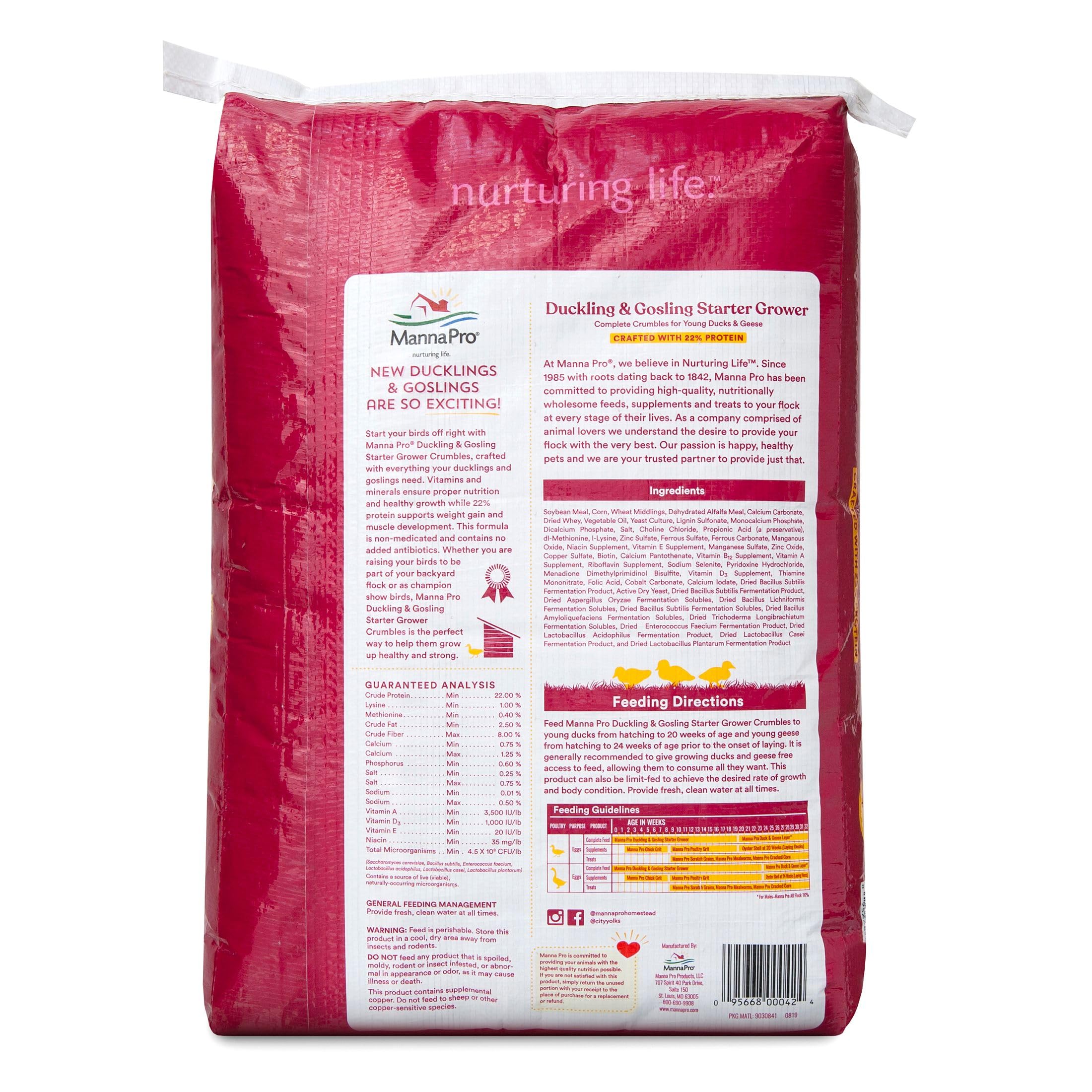 Manna Pro Duck Starter Grower Crumble - Non-Medicated Feed for Young Ducks - Supports Healthy Digestion - 25 Pounds