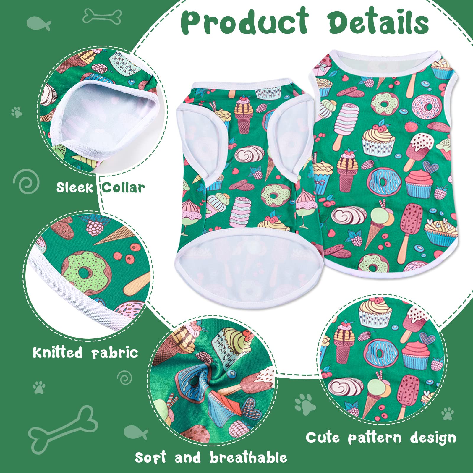 Saintrygo 10 Pcs Lovely Puppy Shirts Print Dog Clothes Breathable Pet Cartoon Dog Shirt Clothes Sweatshirt For Puppy Cat(Small)
