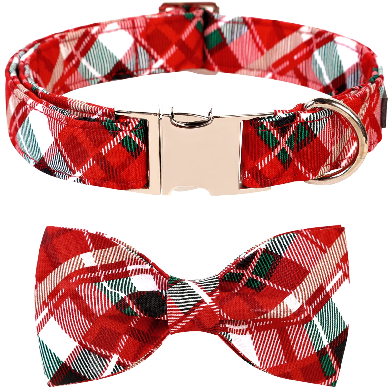 Lionet Paws Christmas Dog Collar With Bowtie, Dog Bowtie Collar With Metal Buckle For Dogs And Cats, Adjustable Comfortable Dog 