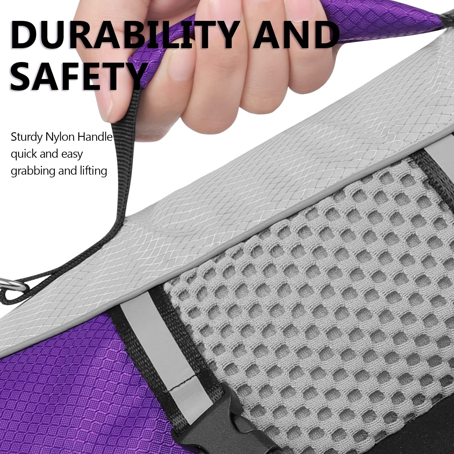 Queenmore Dog Life Jacket Swimming Vest Lightweight High Reflective Pet Lifesaver With Lift Handle, Leash Ring Purple,L