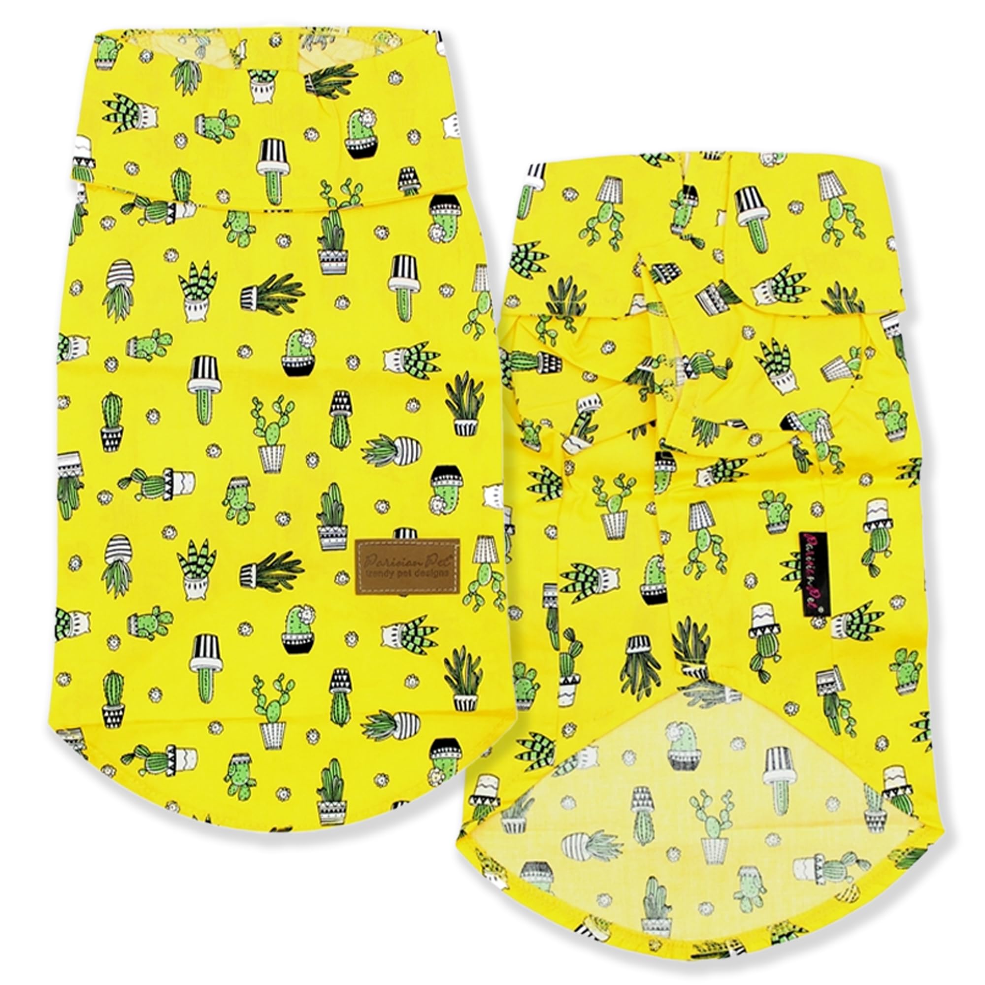 Parisian Pet Cactus Cap Dog Beach Outfit - 100% Cotton Summer Clothes - Stylish Dog Costume - Breathable, Cool, Machine Washable