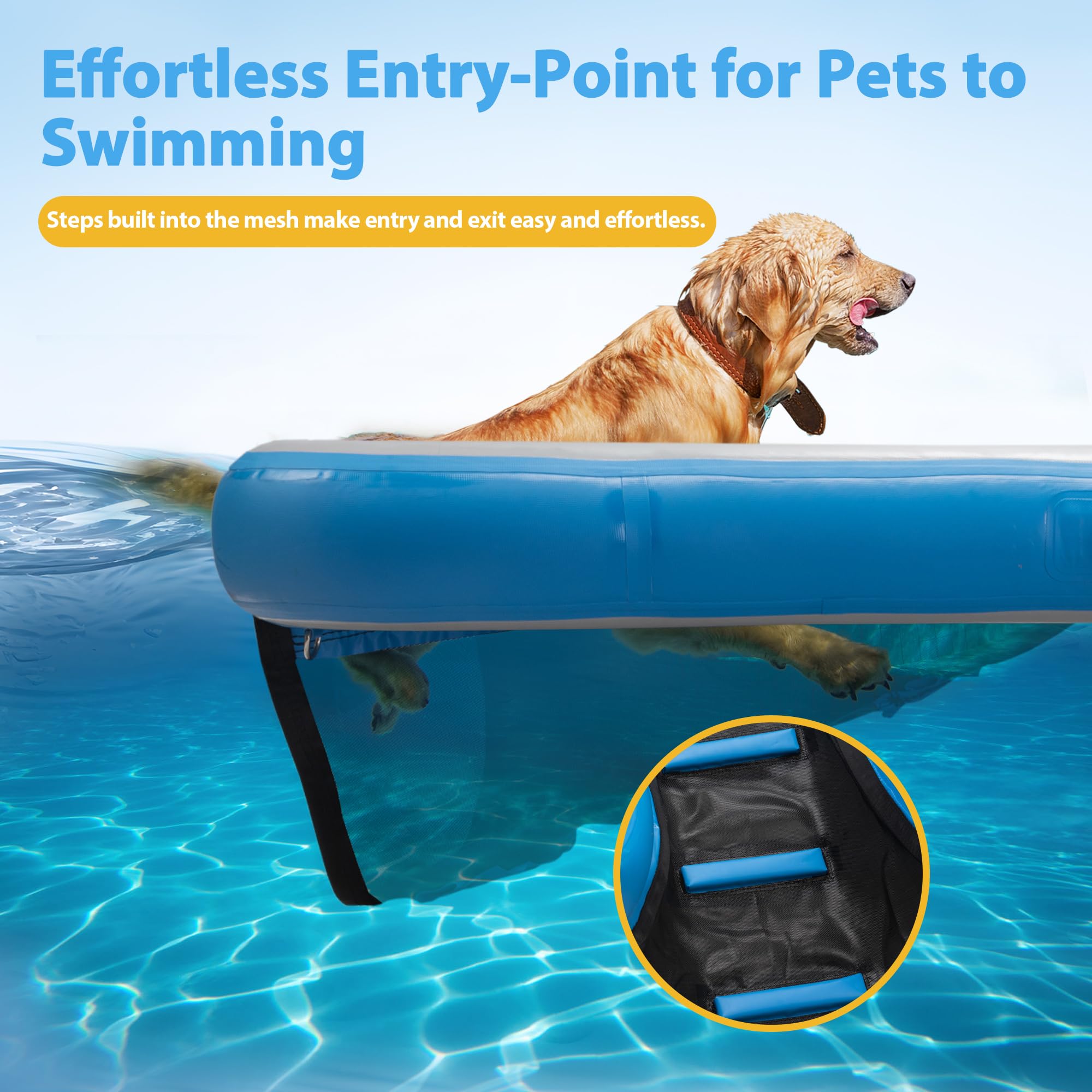 Coziwow Dog Boat Ramp 60' L Extra Wide Dog Pool Ramp,Floating Water Ladder For Dogs Up To 220 Lbs,Puncture-Resistant Surface Id