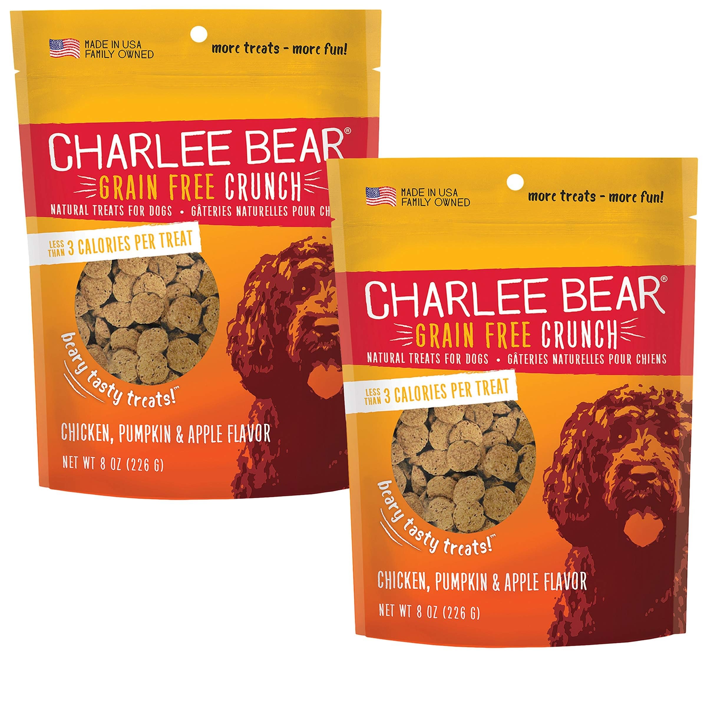 Charlee Bear Dog Training Treats for Small, Medium & Large Breeds, Crunchy Low Calorie Grain Free Dog Treats, USA Made, Chicken,