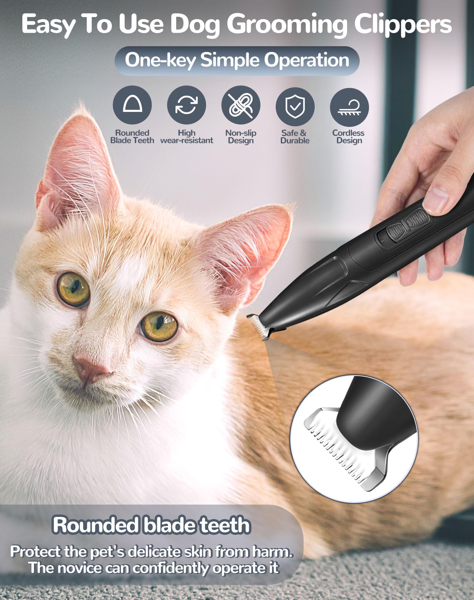 LEYOUFU Dog Clippers for Grooming, 2 Speed Low Noise Cordless Dog Paw Trimmer, Rechargeable Small Pet Hair Trimmer for Grooming,
