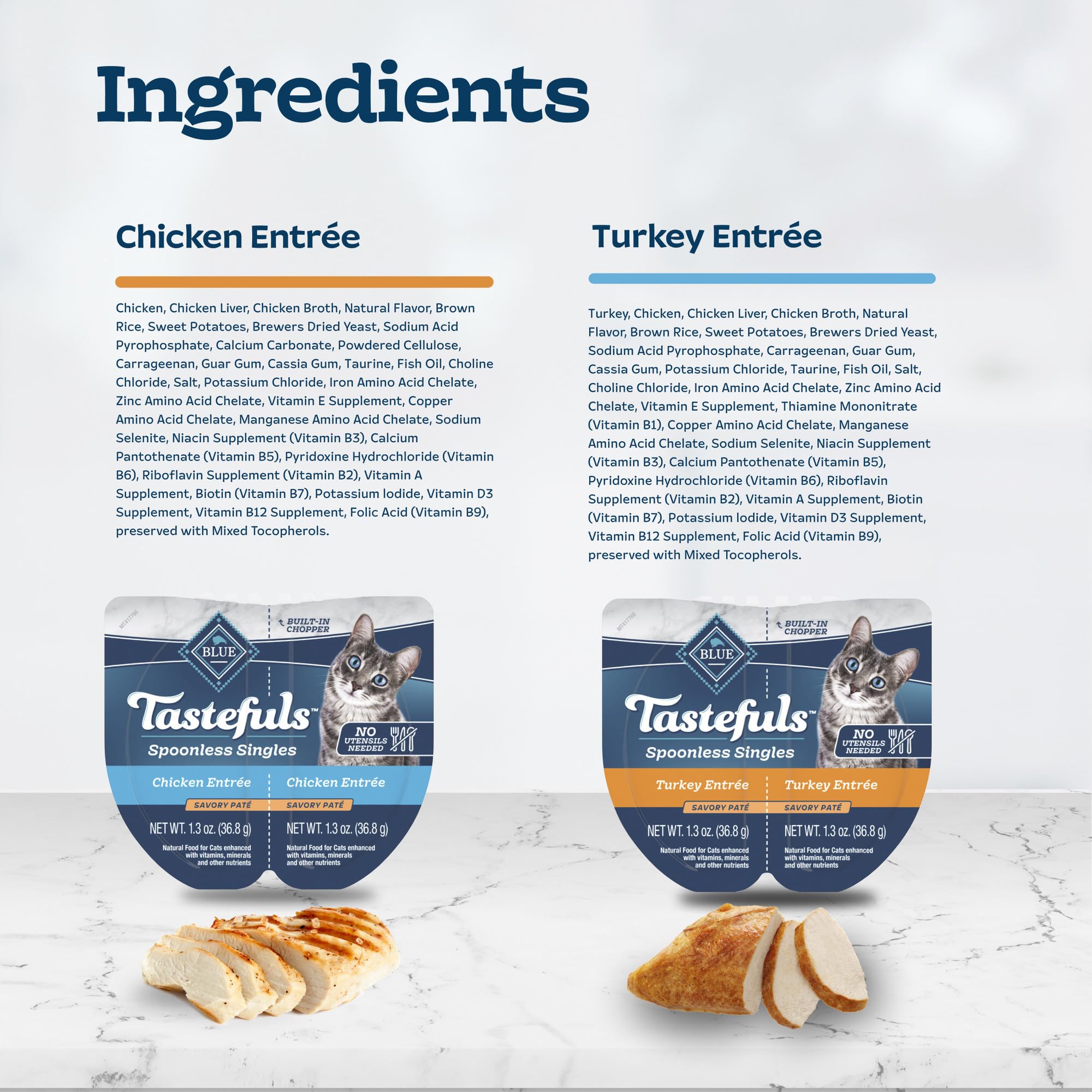 Blue Buffalo Tastefuls Spoonless Singles Variety Pack, Wet Cat Food Pat  , 2.6-oz. Twin-Pack Trays, Chicken & Turkey Entre   (12