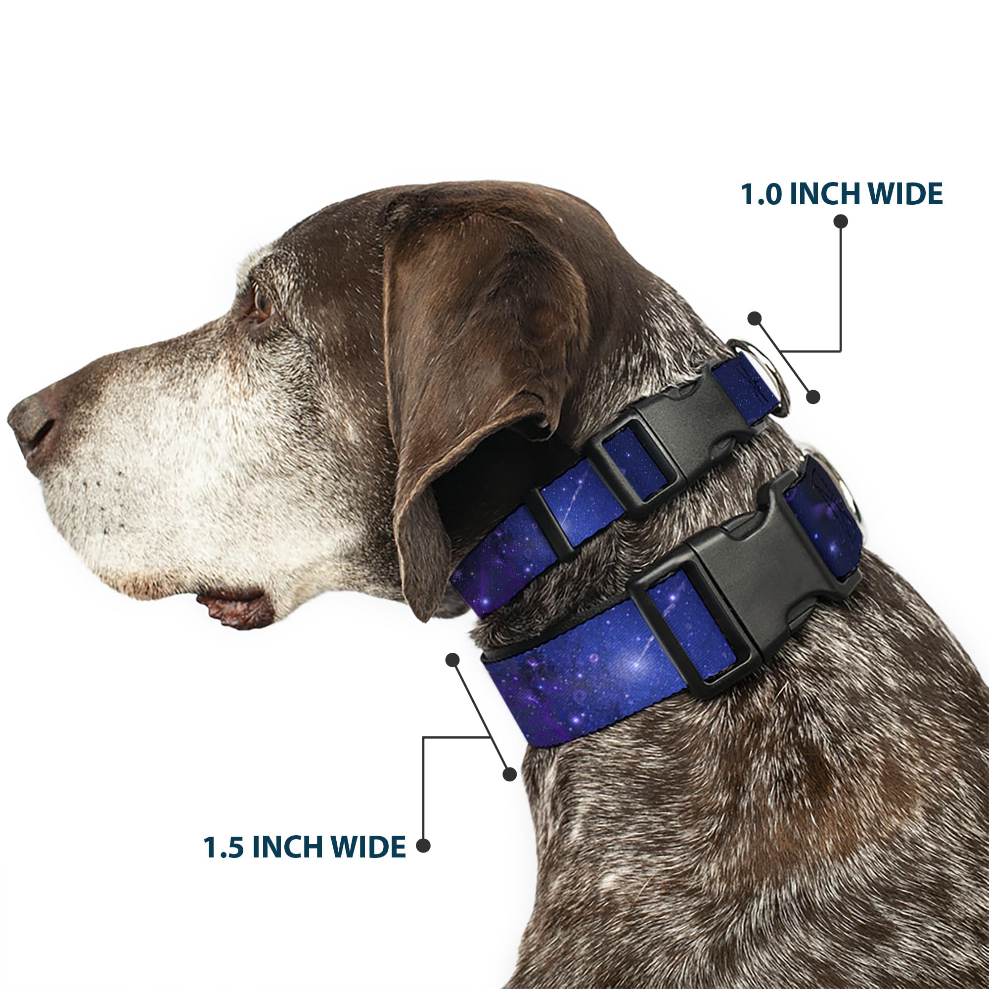 Buckle-Down Plastic Clip Collar - Galaxy Blues/Purples - 1/2' Wide - Fits 6-9' Neck - Small