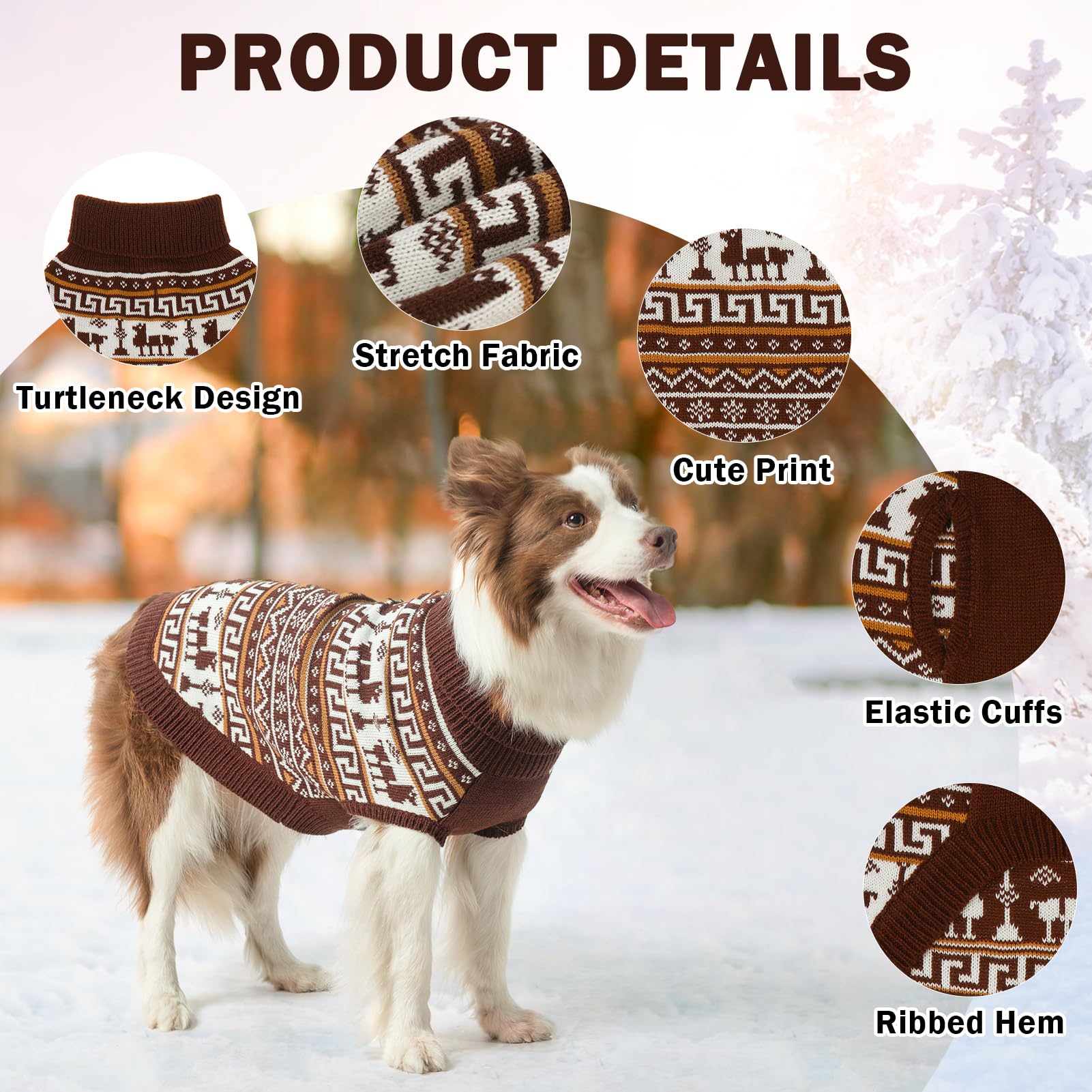 Scenereal Dog Sweater For Small Size Dog Girls Boys, Turtleneck Pullover Winter Dog Clothes, Christmas Dog Outfits, Pet Sweatshi