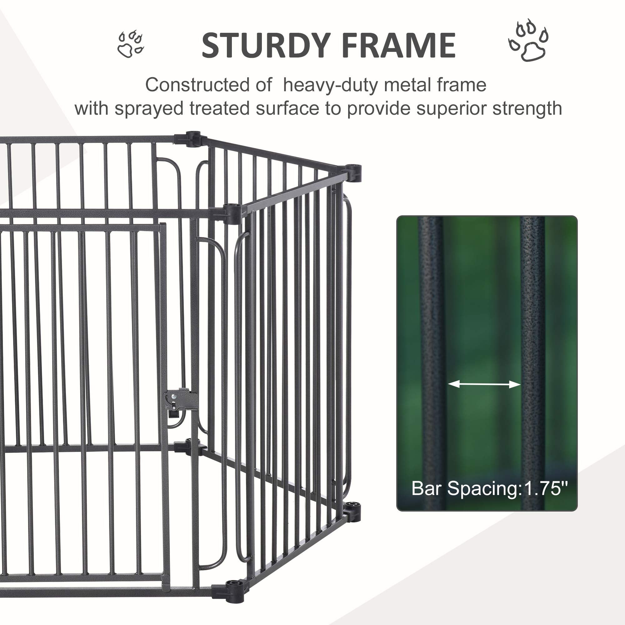 Pawhut 48' X 41' Heavy-Duty Metal Dog Playpen, Outdoor Pet Cage Kennel, Puppy Exercise Fence Barrier With Weather-Resistant Polyester Roof, Locking Door, & Metal Frame