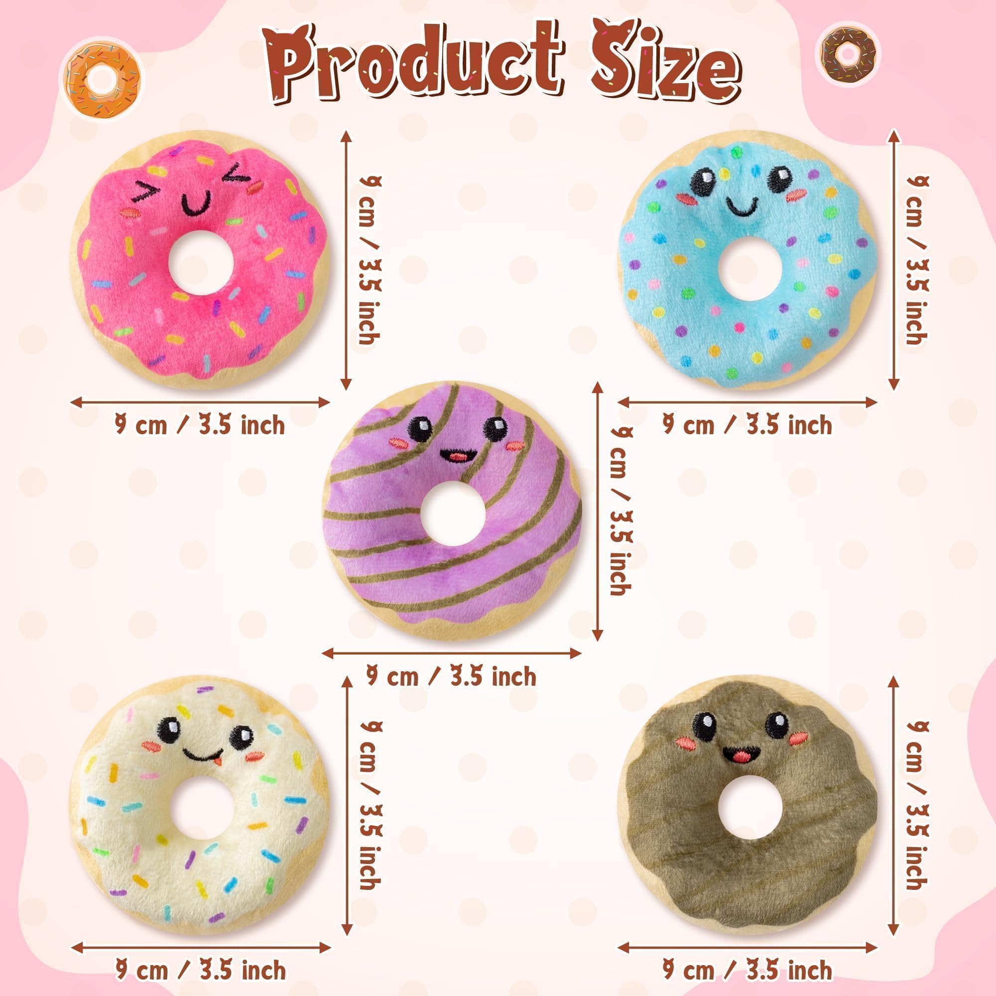 L1Rabe Summer Donut Catnip Stuffed Toys - 5Pcs Funny Dessert Cat Toys Black Cat Appreciation Day Pet Supplies, Indoor Cats Chew