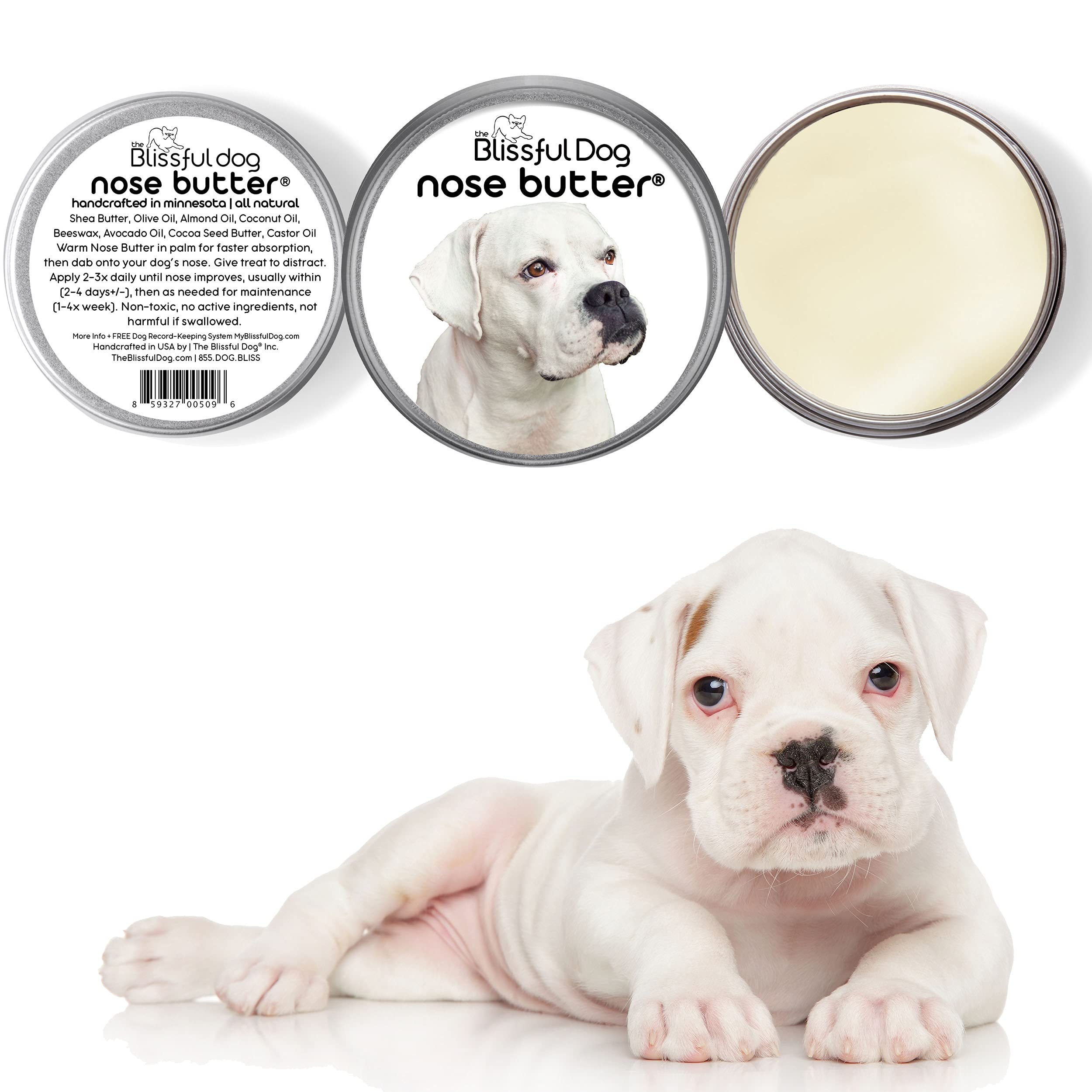 The Blissful Dog White Boxer Nose Butter, Versatile Dog Nose Balm for Dry Nose, Handcrafted Nose Moisturizer, Easy-to-Apply Dog