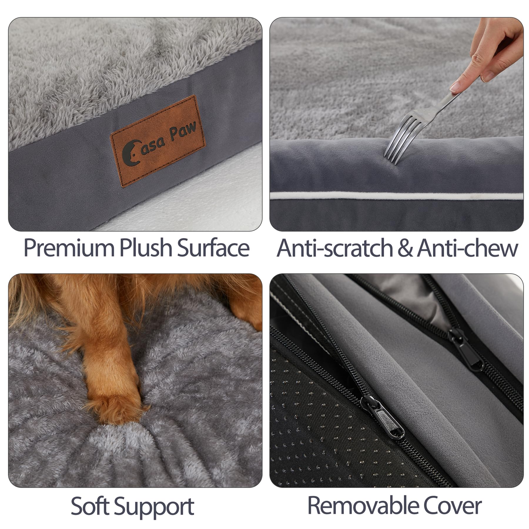 Casa Paw Orthopedic Dog Beds for Extra Large Dogs, Memory Foam Dog Couch Bed with Comfy Bolster, Waterproof Dog Beds XLarge, Rem
