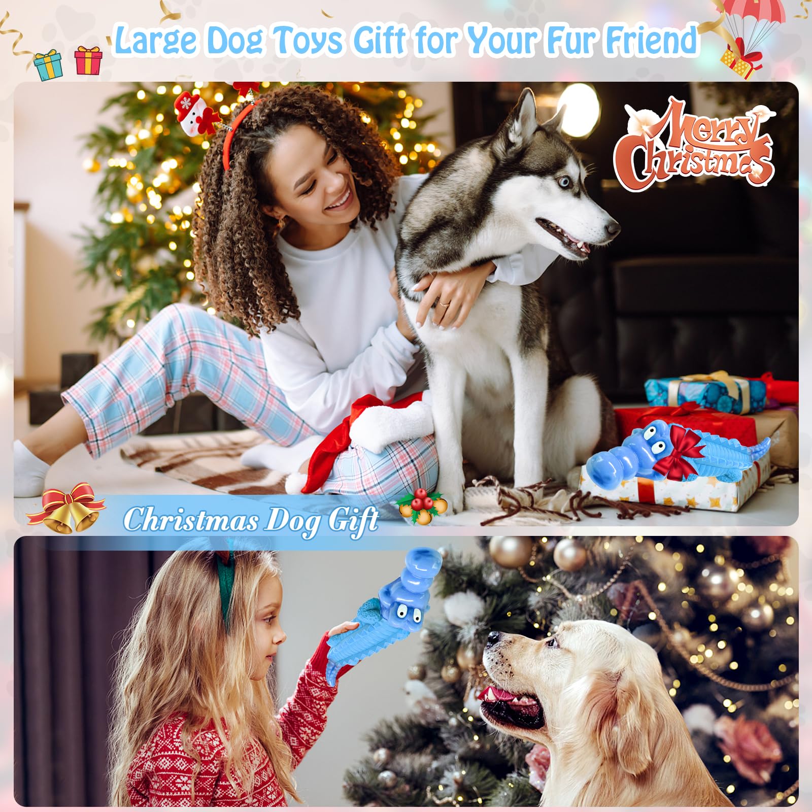 Jeefome Tough Dog Chew Toys for Aggressive Chewers, Indestructible Dog Toy to Keep Them Busy & Reduce Boredom for Medium, Large
