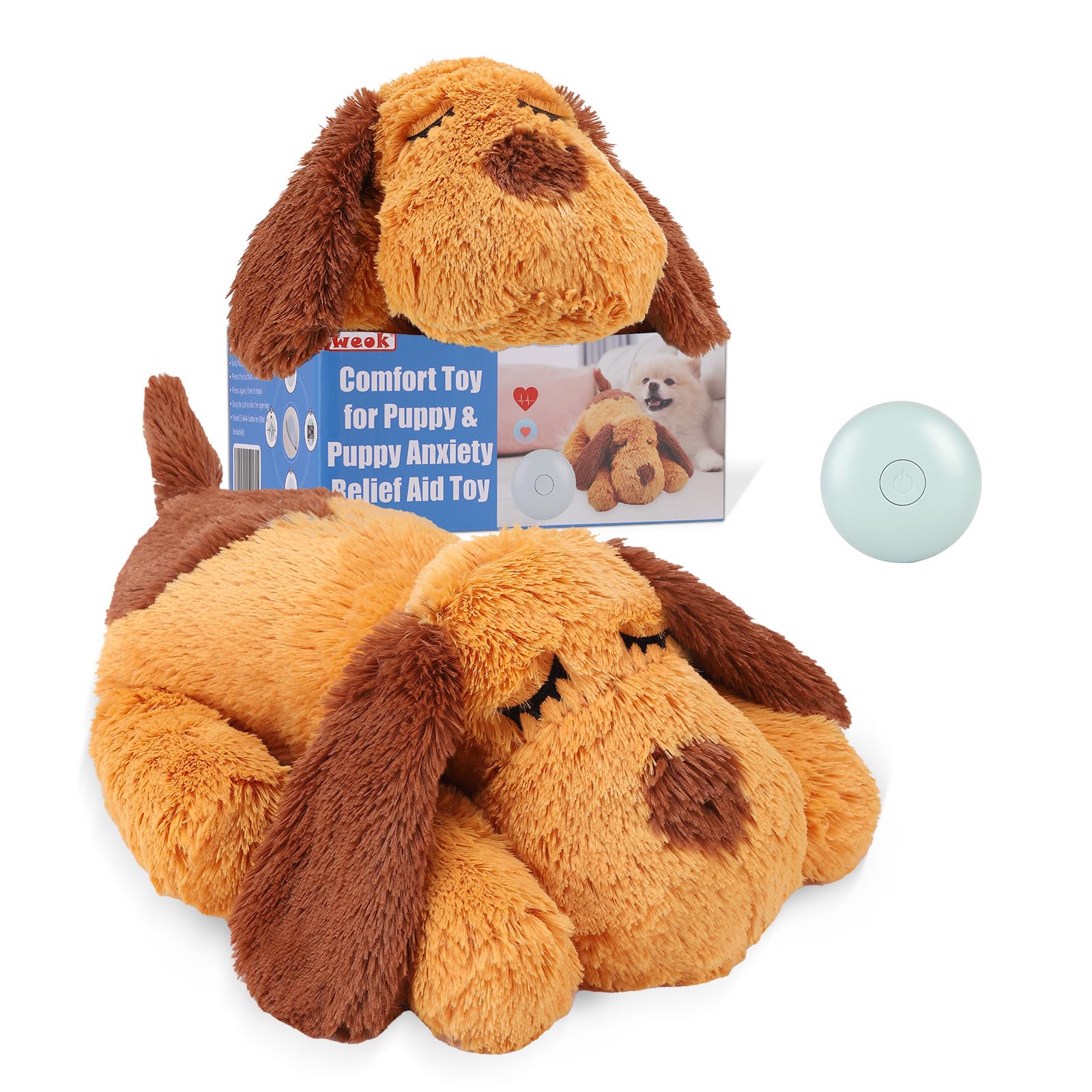 Weok Heartbeat Puppy Toy - Comfort Cuddler Pillow, Dog Anxiety Relief Calming Aid,Heartbeat Stuffed Toy For Dogs,Puppy Heartbeat Toy Sleep Aid,Dog Heartbeat Toy For Pet