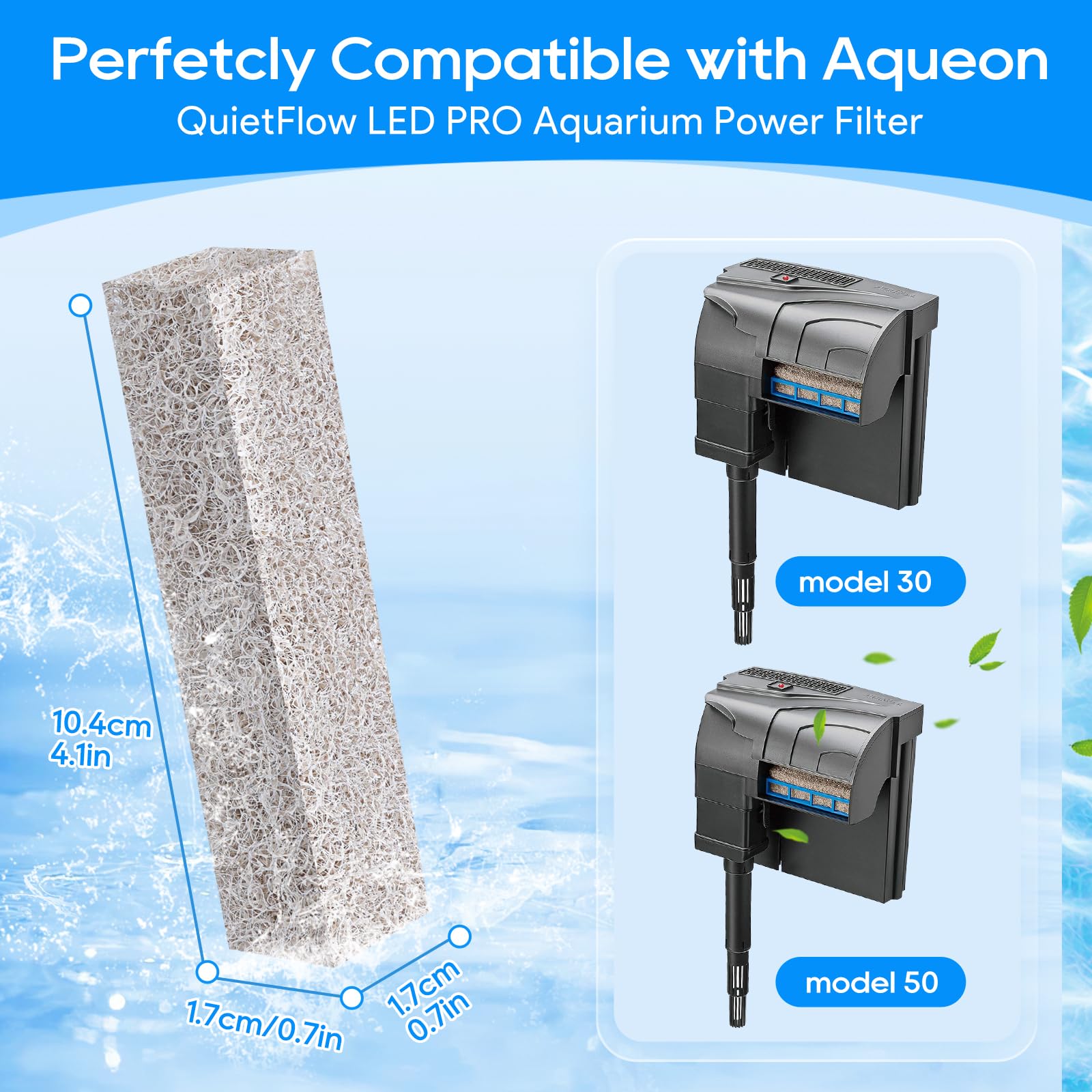 Cunina 12Pcs Ammonia Reducer Filter Pads Compatible With Aqueon Quietflow 30 & 50, Sponge Filters For Aqueon Replacement Filter