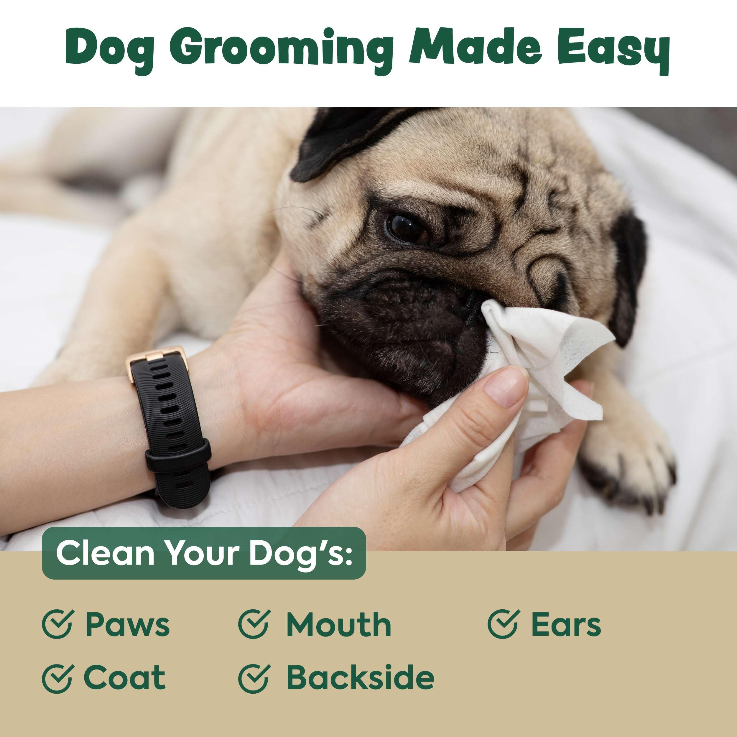 Bamboo Dog Wipes For Cleaning & Deodorizing - 8.5'' X 9'' 110 Compostable Hypoallergenic Pet Wipes For Dogs - Paws, Butt & Body