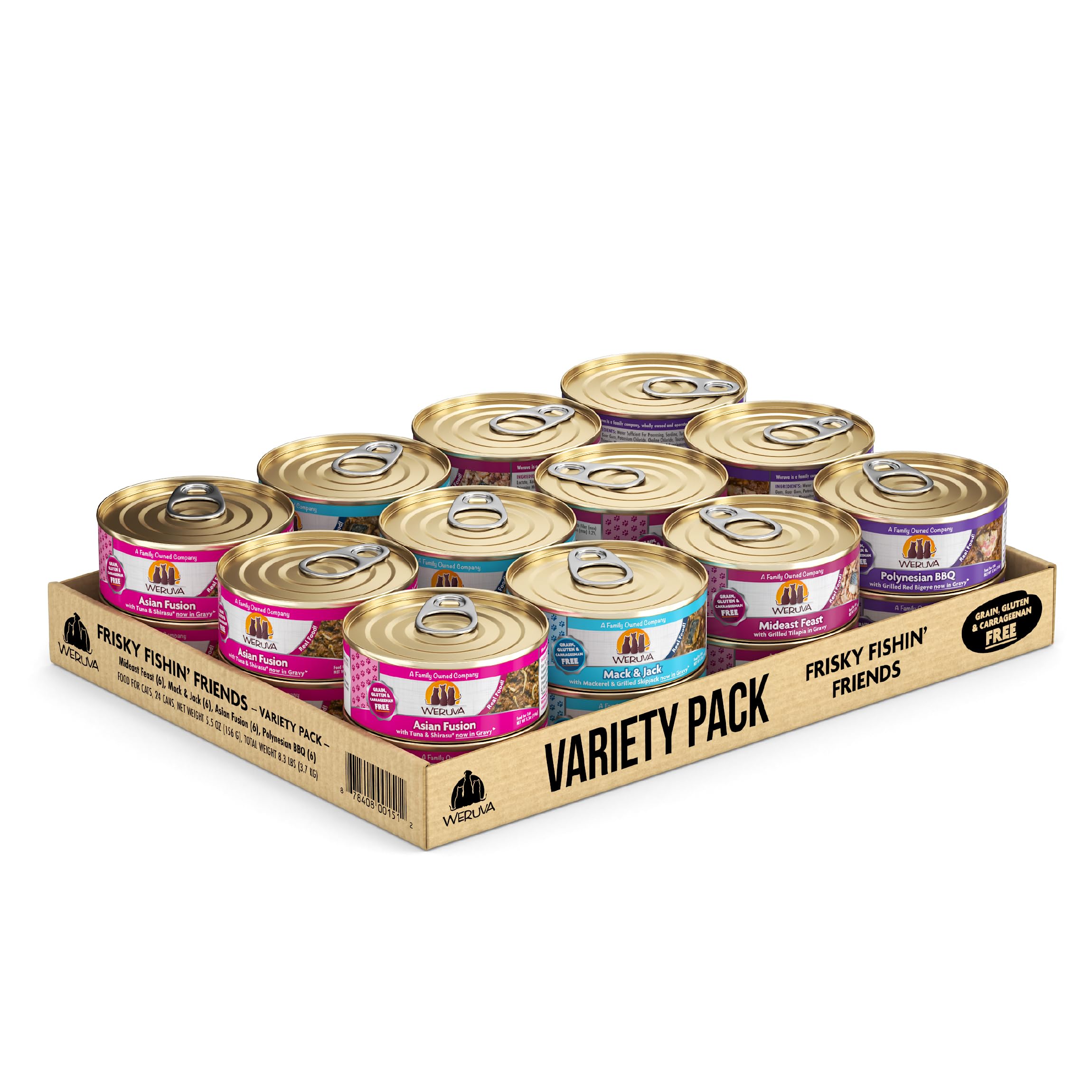 Weruva Classic Cat Food, Variety Pack, Frisky Fishin Friends Wet Cat Food, 5.5oz Cans (Pack of 24)
