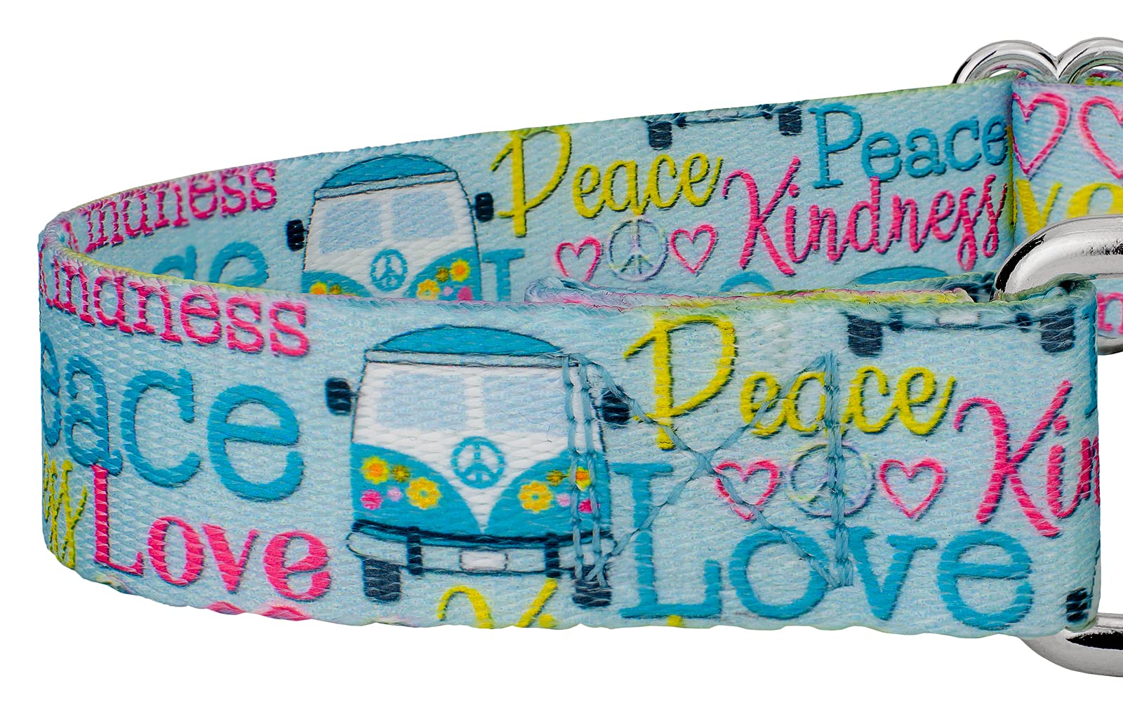 Country Brook Petz - Love and Peace Martingale Dog Collar - Groovy Collection Featuring Far Out Designs (1/2 Inch, Extra Small)