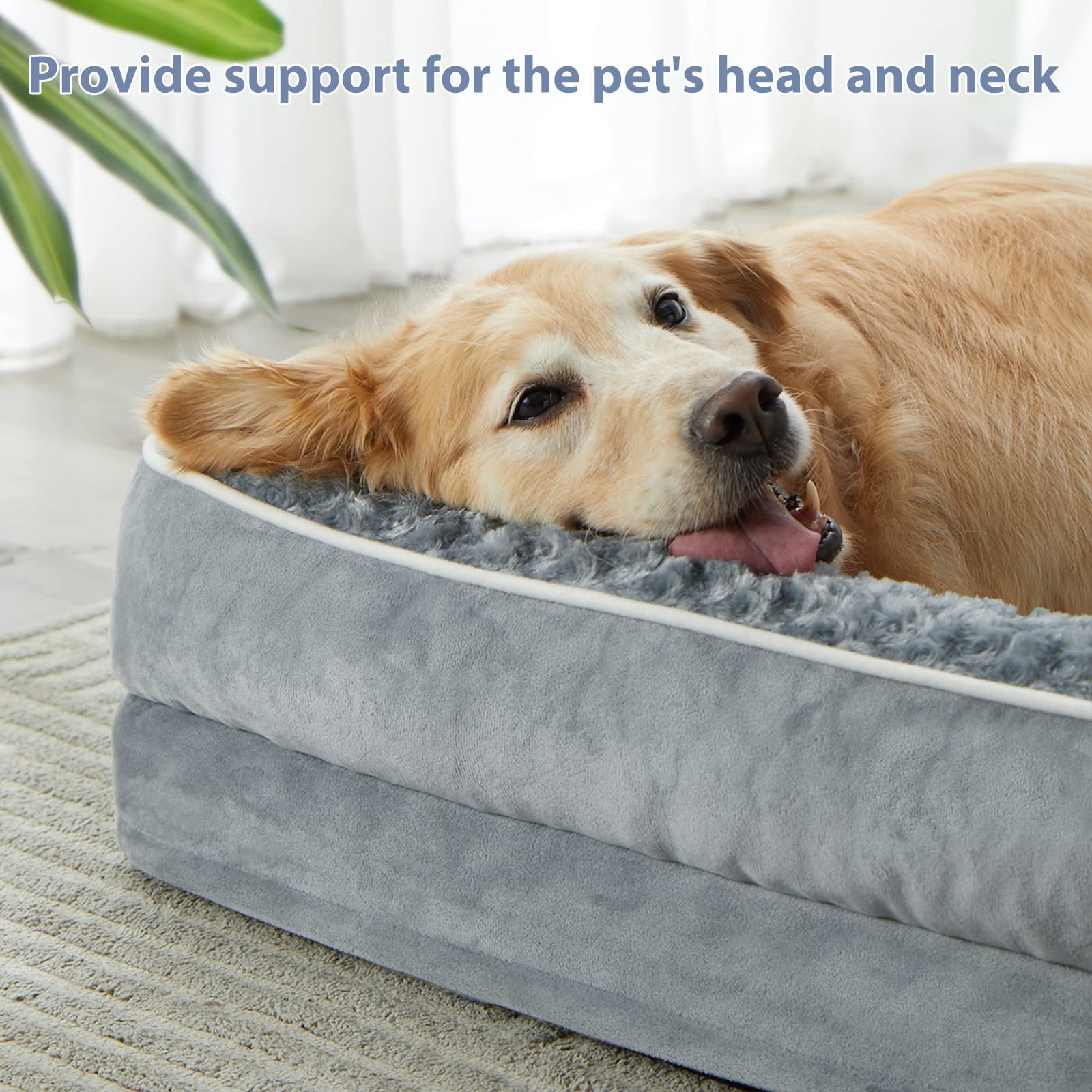 Bfpethome Orthopedic Dog Beds For Extra Large Dogs, Waterproof Sofa Xxl Pet Bed With Sides, Non-Slip Bottom And Egg-Crate Foam B
