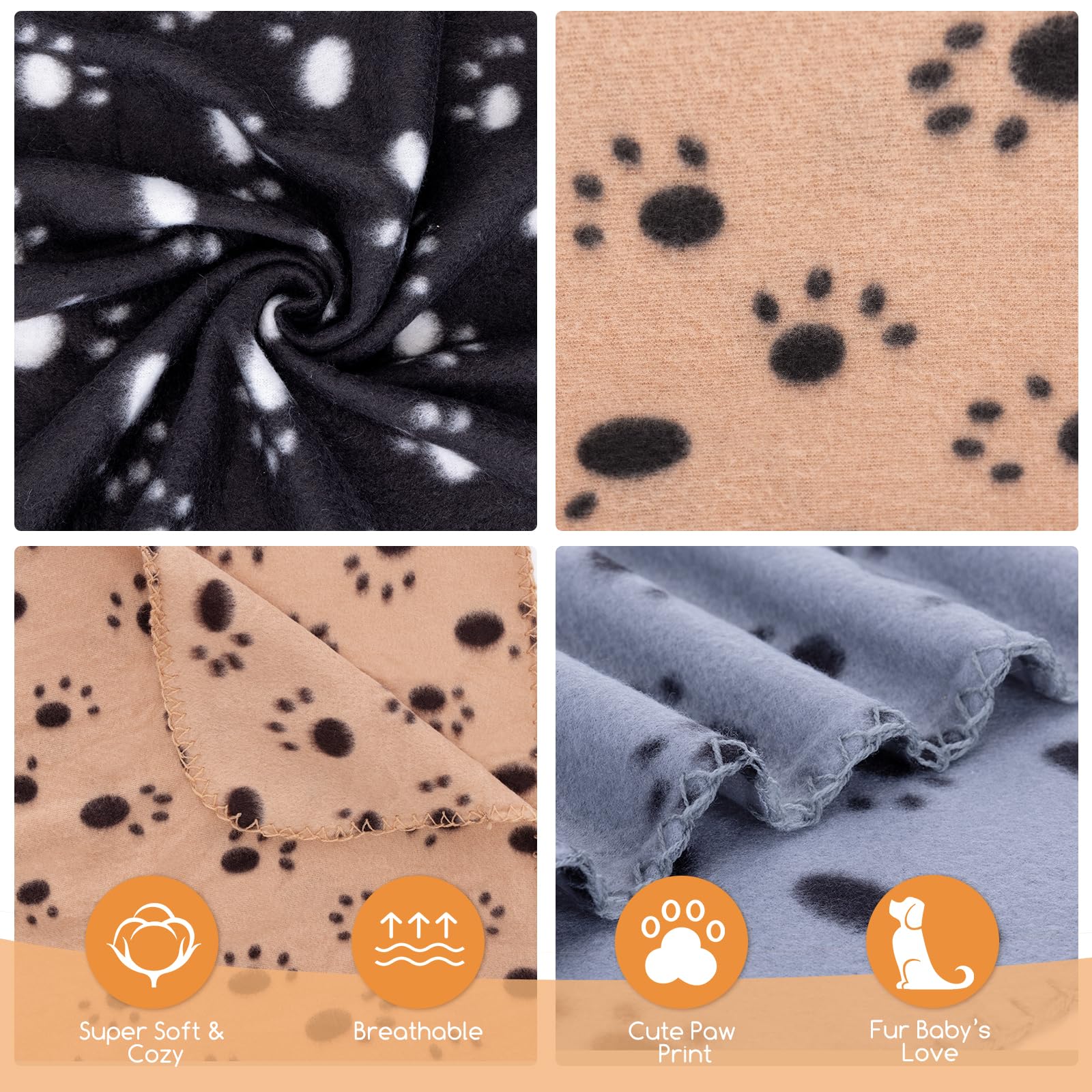 Nobleza 3 Pack Dog Blanket, Super Soft Puppy Carpet With Cute Paw Prints, Fluffy Premium Warm Dog Cover For Couch Protection, 40