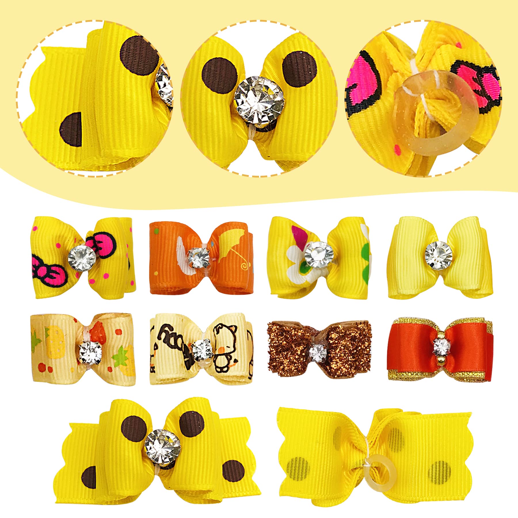 Pet Show Mixed Styles Pet Cat Puppy Topknot Small Dog Hair Bows With Rubber Bands Grooming Accessories Orange Pack Of 20