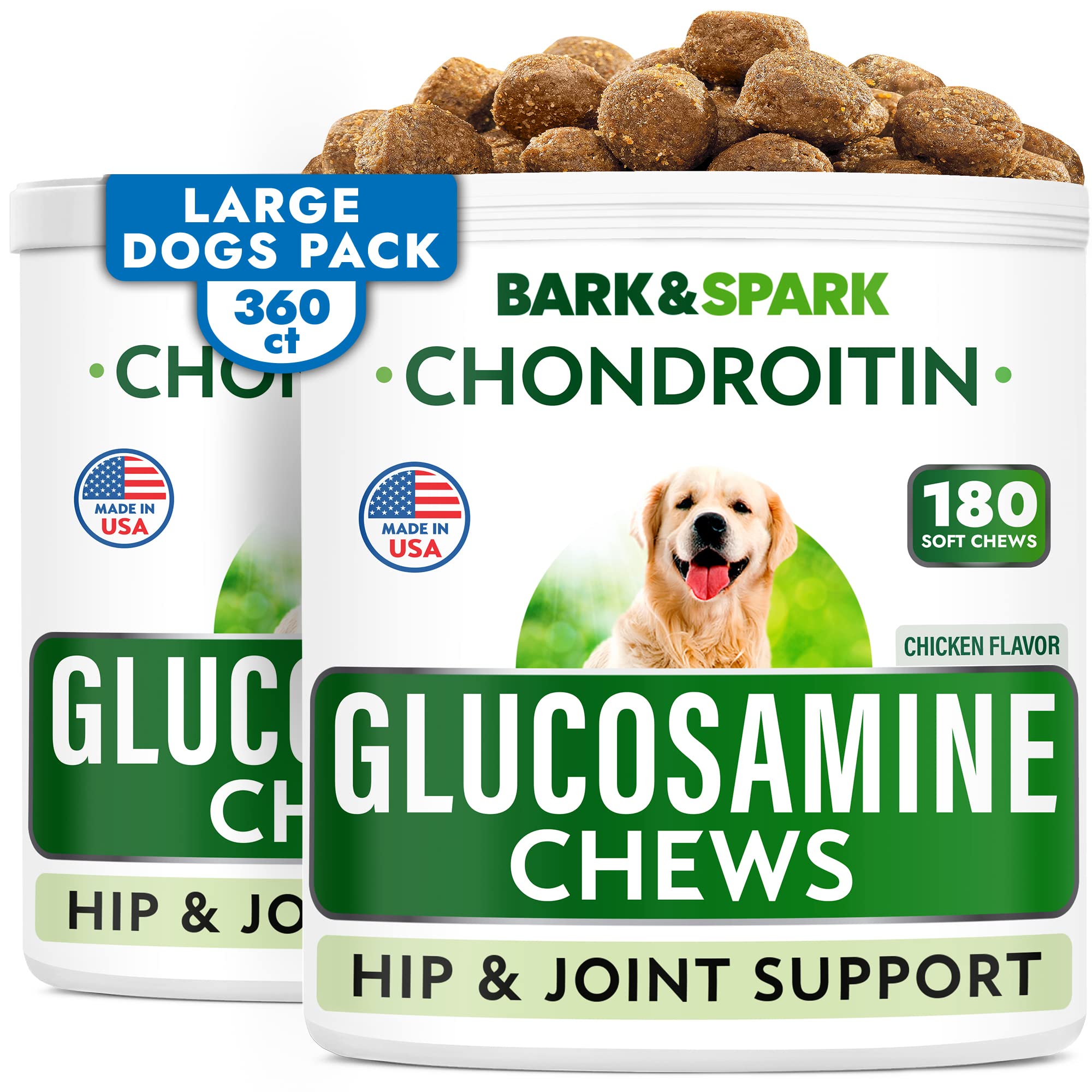 Glucosamine Chondroitin Dog Hip & Joint Supplement - Joint Pain Relief - Hip & Joint Chews for Dogs - Joint Support Large Breed 
