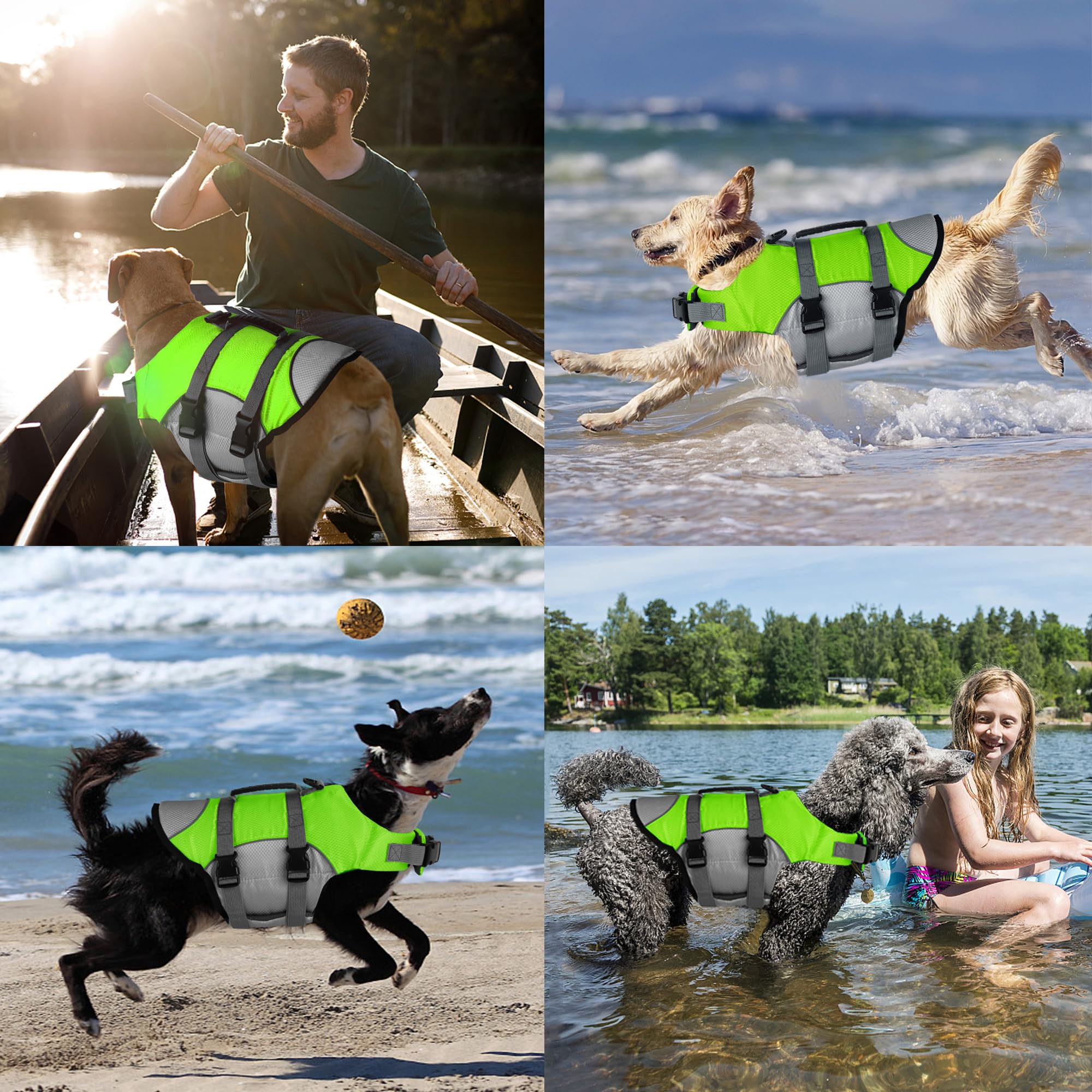Dogcheer Dog Life Jacket, Reflective Dog Life Vest For Swimming Boating, Adjustable Puppy Swim Vest Ripstop Pfd Flotation Vest P