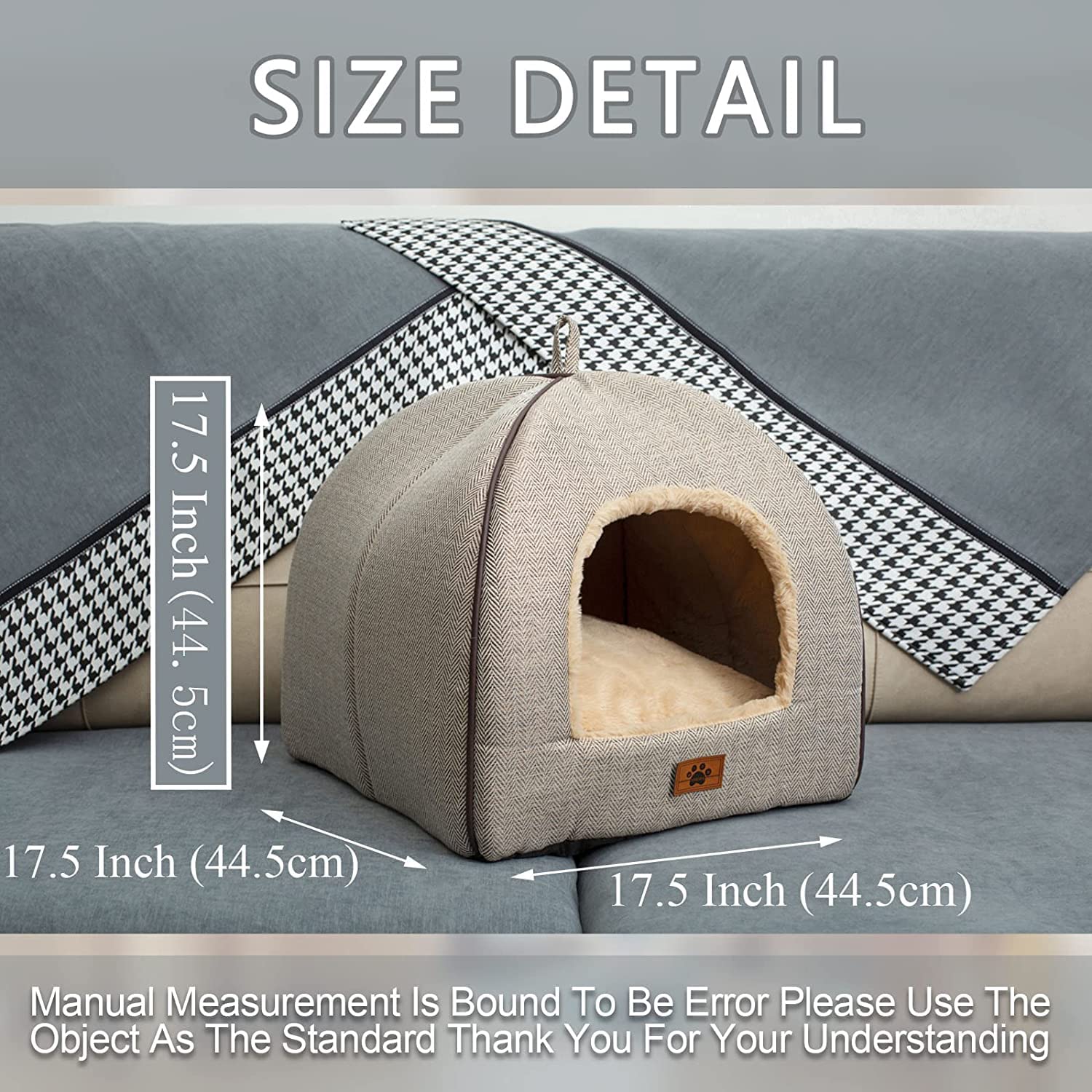 Windracing Cat Bed For Indoor Cats - Cat Cave Bed Cat House Cat Tent With Removable Washable Cushioned Pillow, Soft And Self Warming Kitten Beds,Cat Beds & Furniture, Pet Bed (Large, Beige)