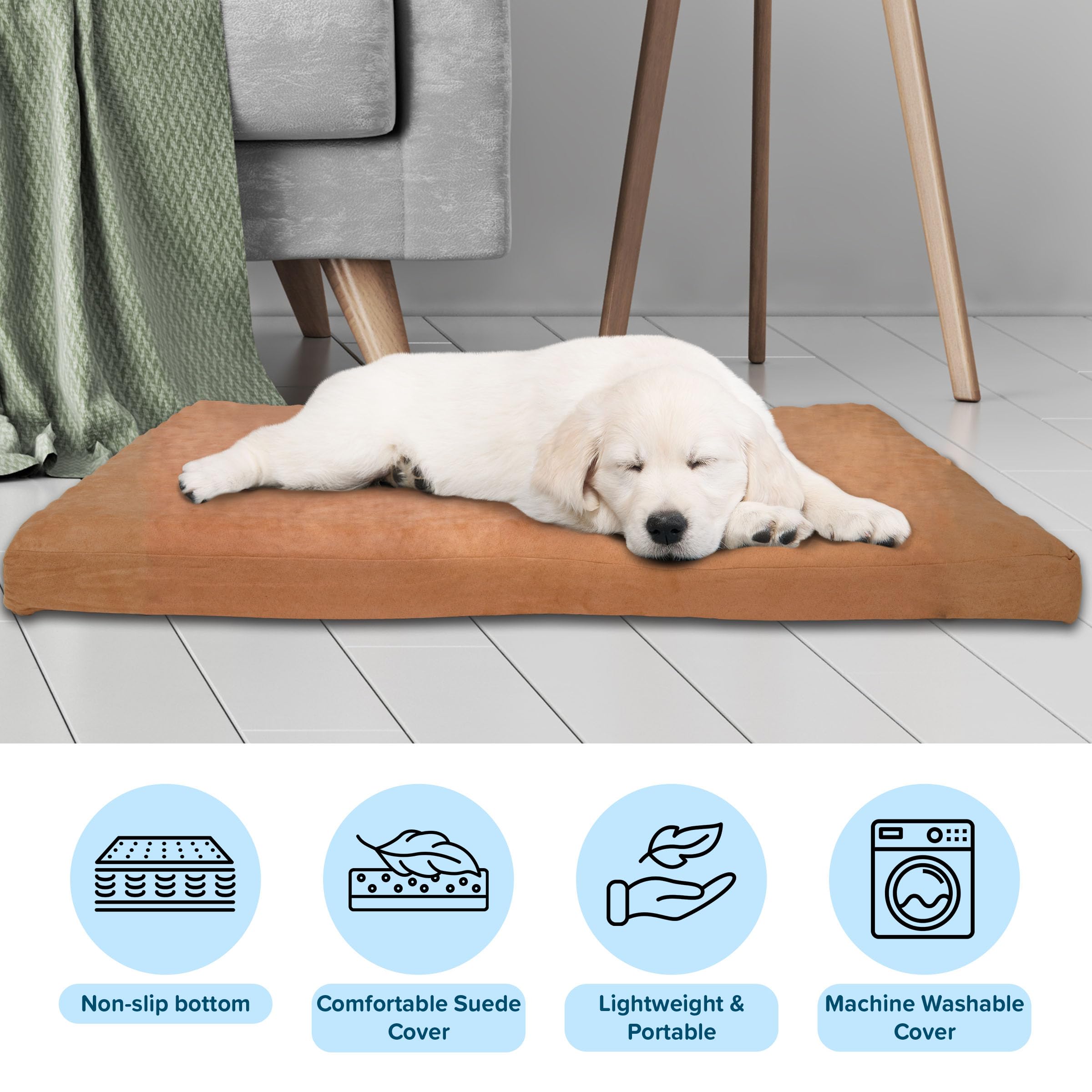 PETMAKER Dog Bed with Removable Cover - 44x35 Egg Crate-Style Foam Orthopedic Pet Bed with Microsuede Cover and Nonslip Backing