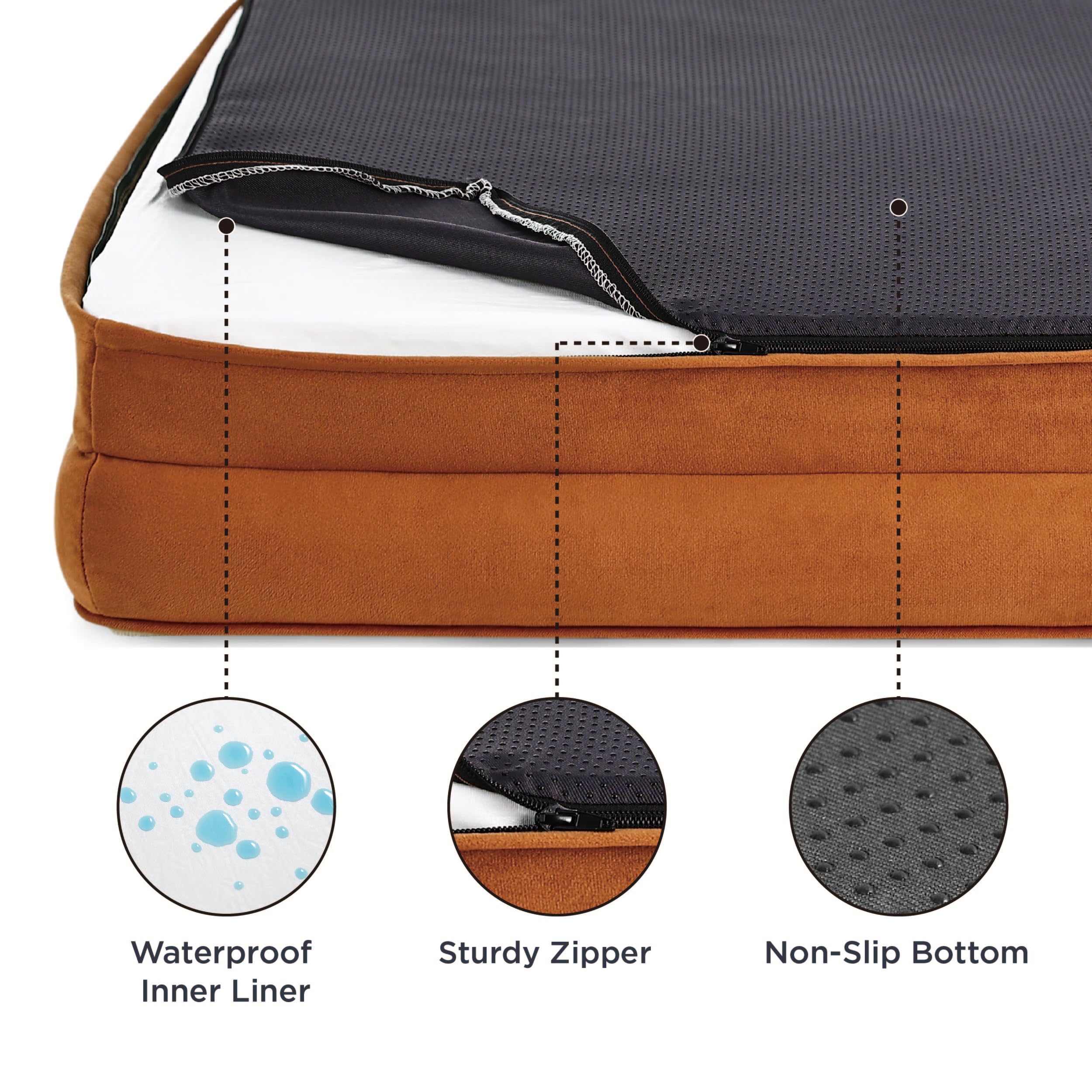 Bedsure Orthopedic Dog Bed For Large Dogs - Big Washable Dog Sofa Beds Large, Supportive Foam Pet Couch Bed With Removable Washable Cover, Waterproof Lining And Nonskid Bottom, Caramel