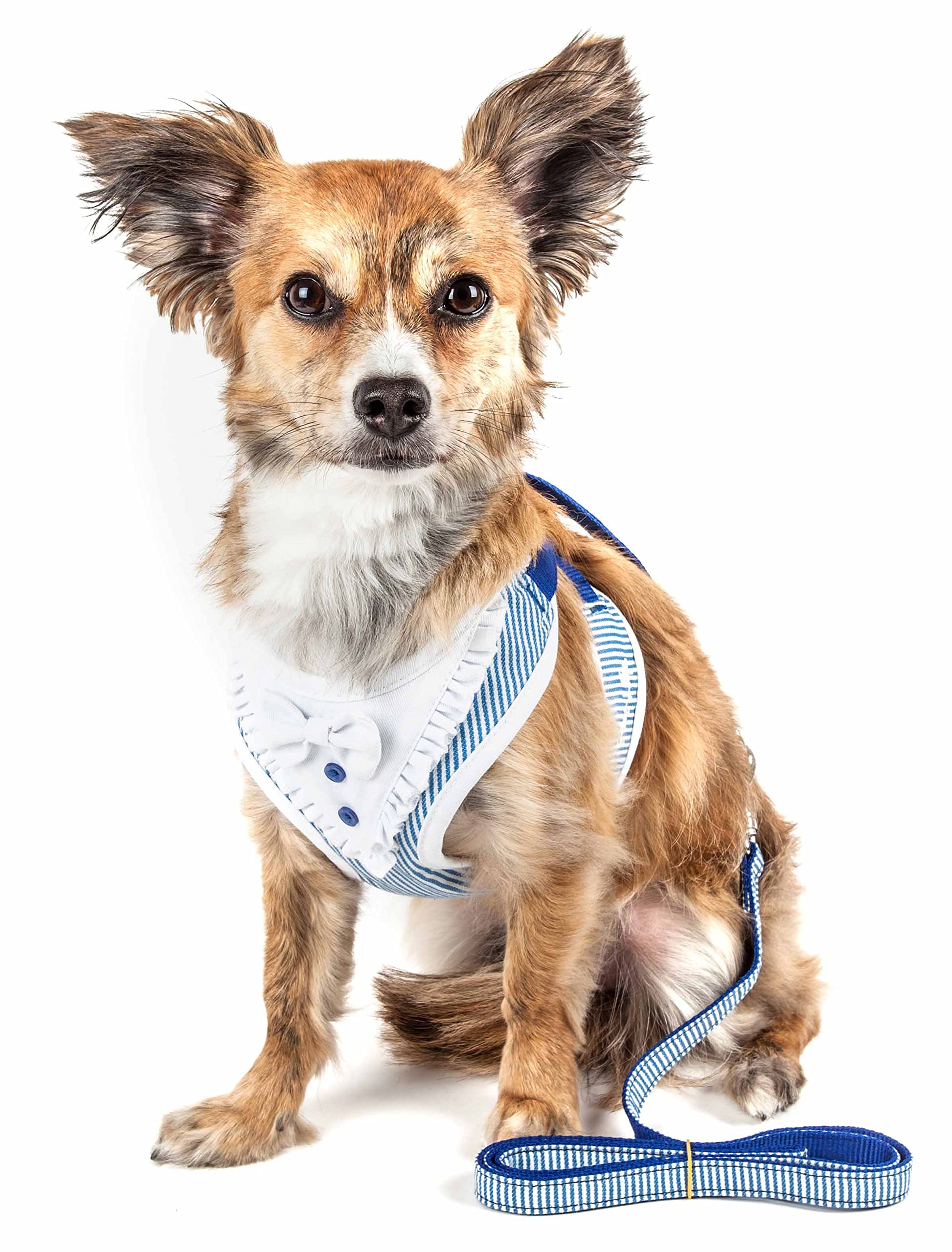 Pet Life ® Luxe Collection Spawling 2-In-1 Dog Harness And Leash With Ruffled Pet Collar And Fashion Dog Bowtie - Pet Harness And Dog Costume With Reversible Mesh And Alloy Dog Leash Attachments