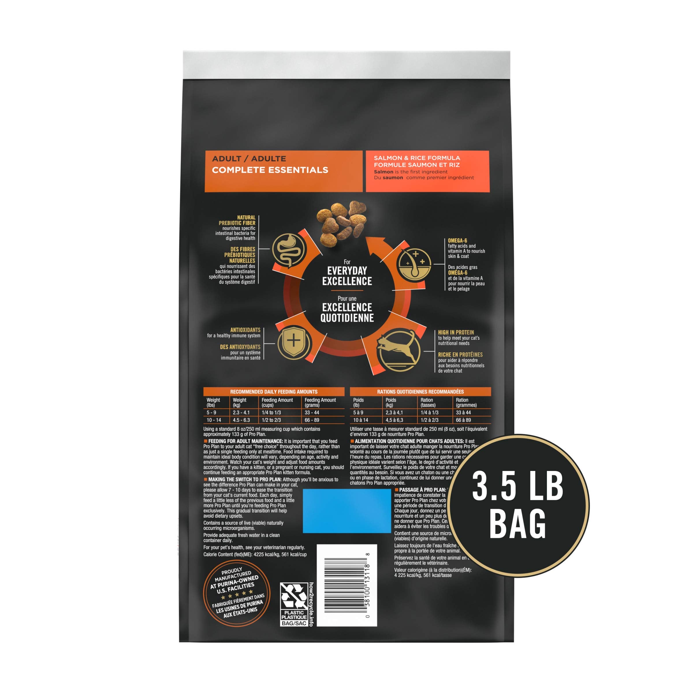 Purina Pro Plan High Protein Cat Food With Probiotics for Cats, Salmon and Rice Formula - 3.5 lb. Bag