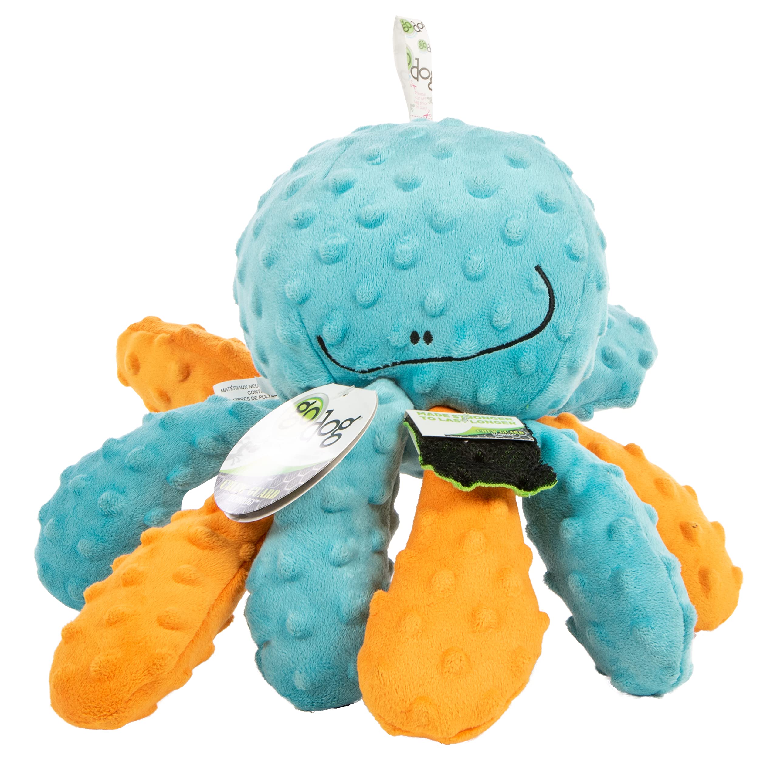 goDog Crazy Tugs Octopus Plush Tug Dog Toy, Large, Multi Color, Chew Guard Technology, Model 70735