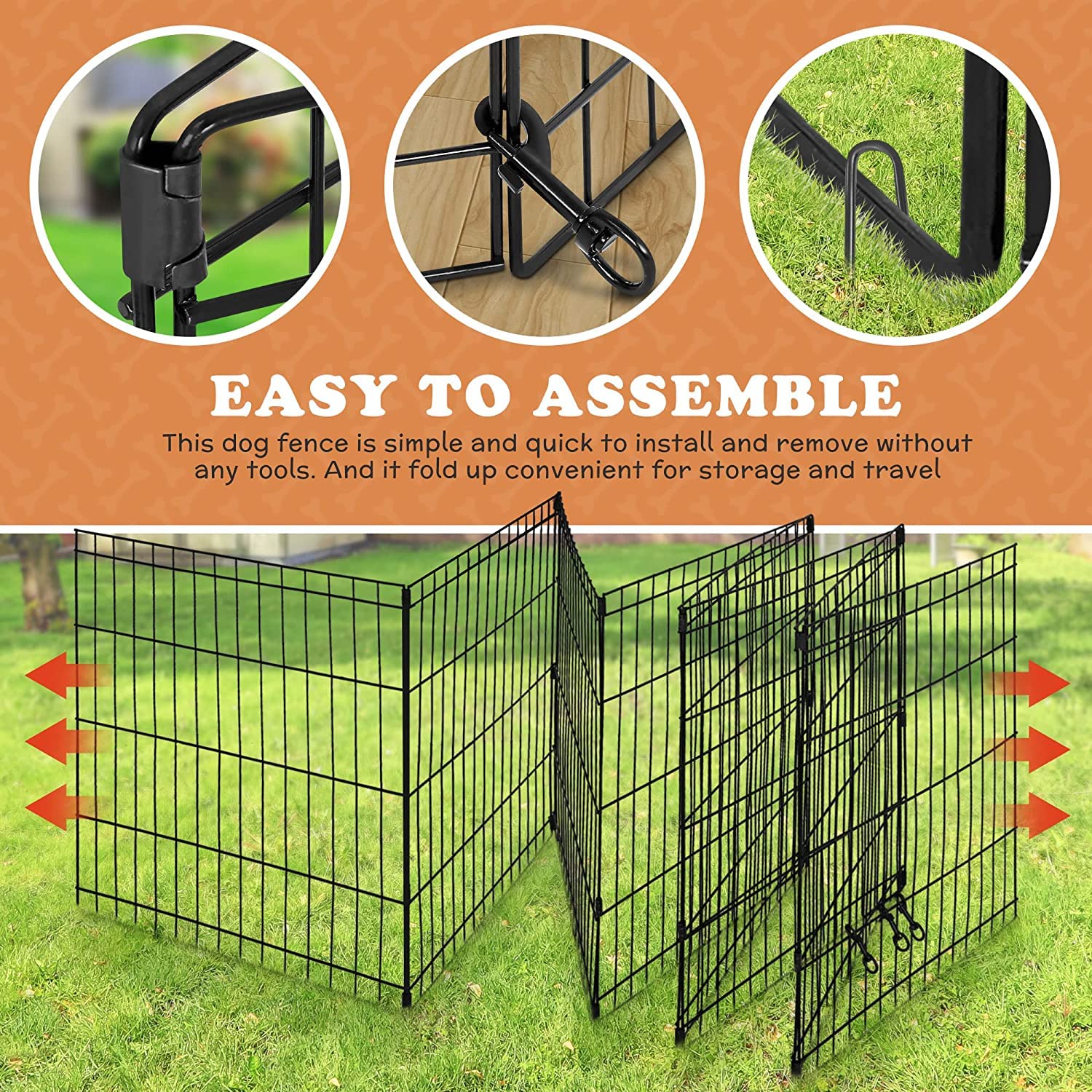 24/30/36/42/48 Inch Pet Playpen Puppy Playpen Dog Exercise Pen Indoor Outdoor Folding Dog Fence For Small Animals 8 Panel