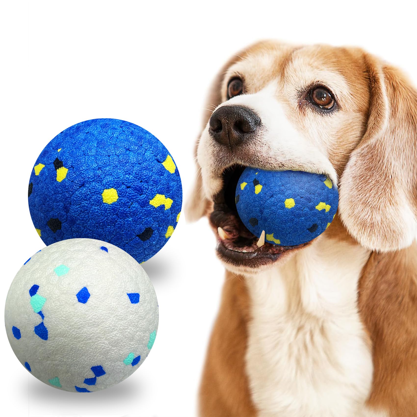 auomii 2 Pack Dog Balls Indestructible Tennis Balls for Dogs Durable Bouncy Dog Toy Balls for Aggressive Chewers Interactive Dog