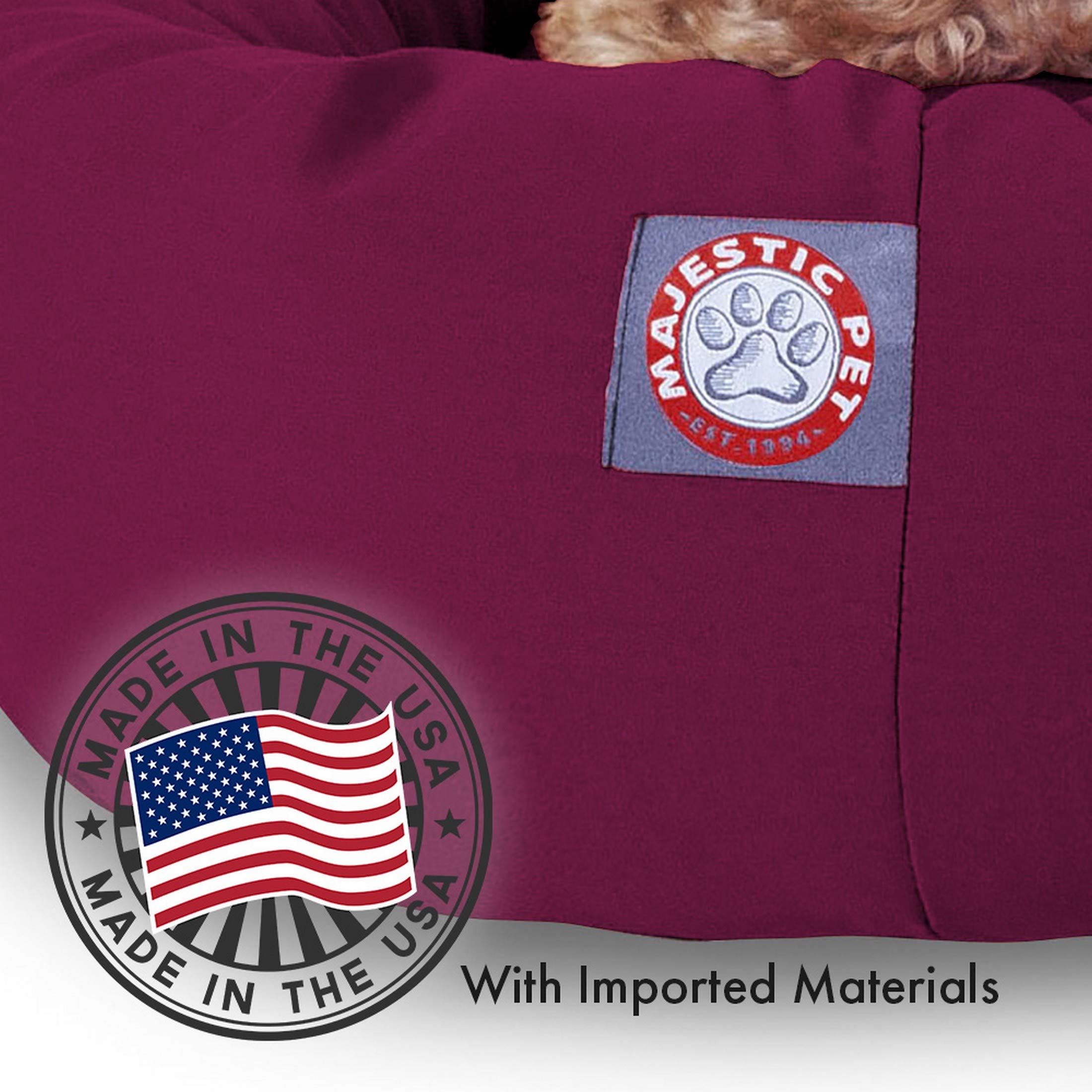 Majestic Pet 52" Burgundy Sherpa Bagel Dog Bed - Polycotton, Model 78899561254