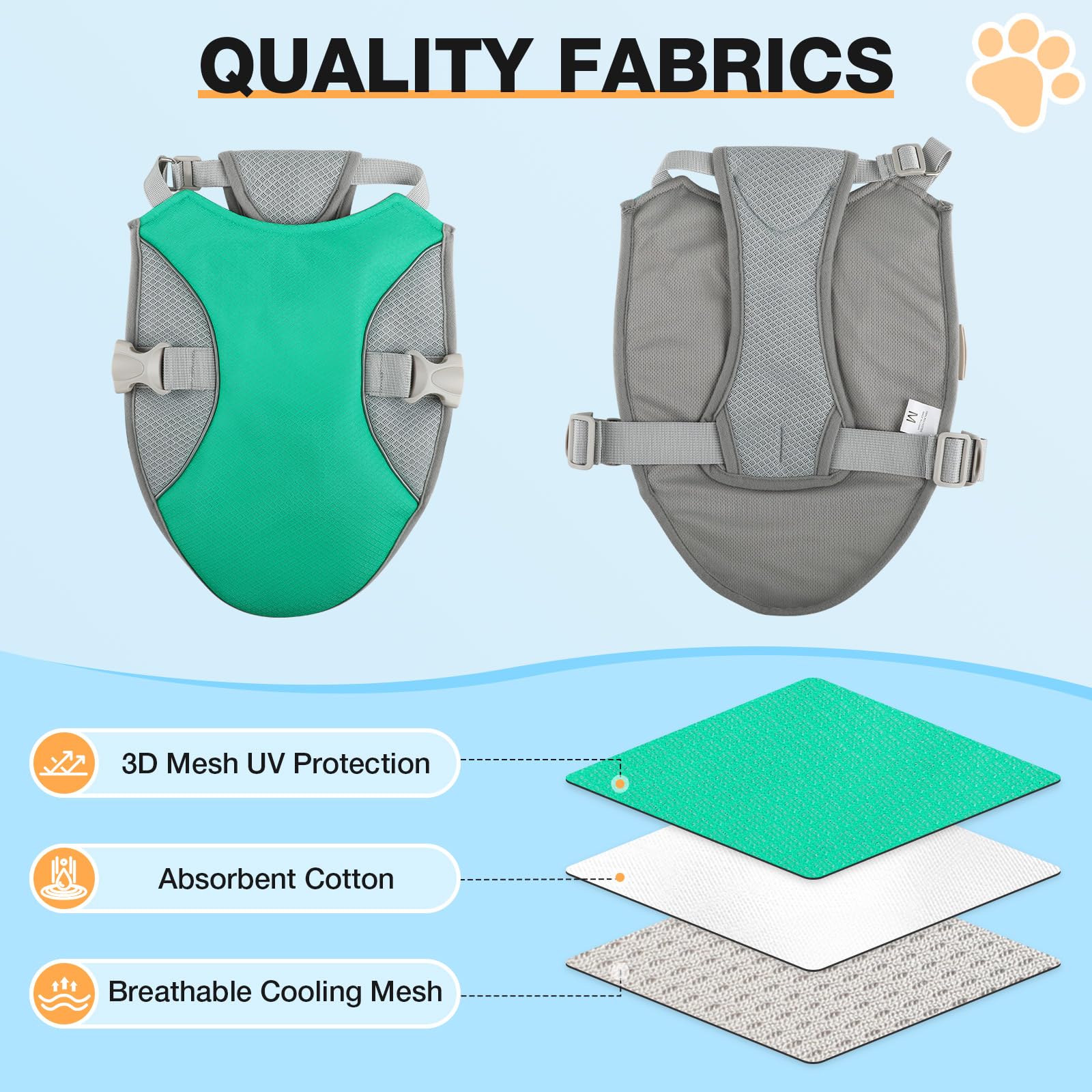 Dog Cooling Vest Harness Uv Protection Pet Cooler Jacket With Adjustable Buckle For Summer Beach And Hiking Green-Large